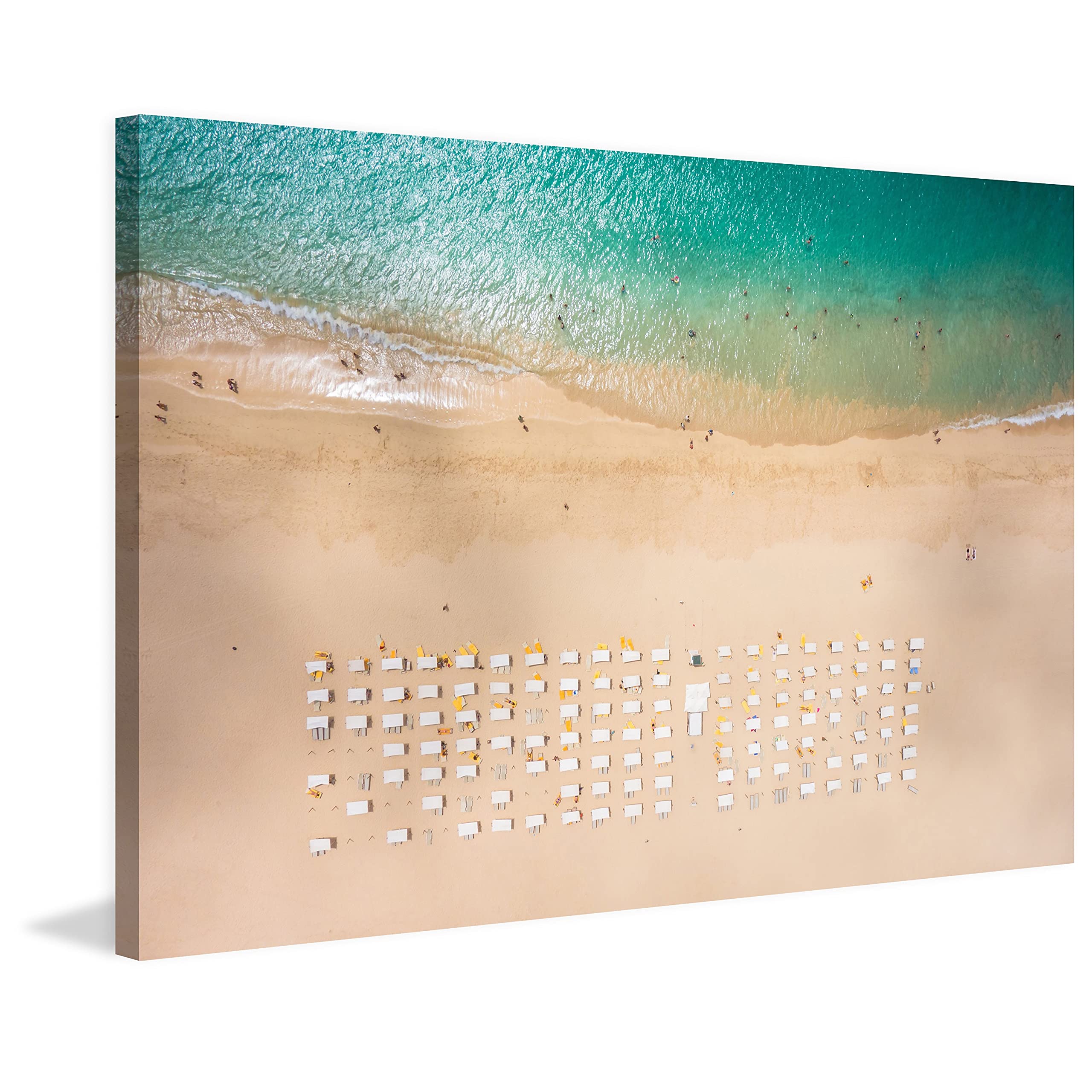 Handmade Beach Goers Canvas Wall Art Print - 45x30 Inch Coastal Decor for Living Room, Bedroom & Beach House