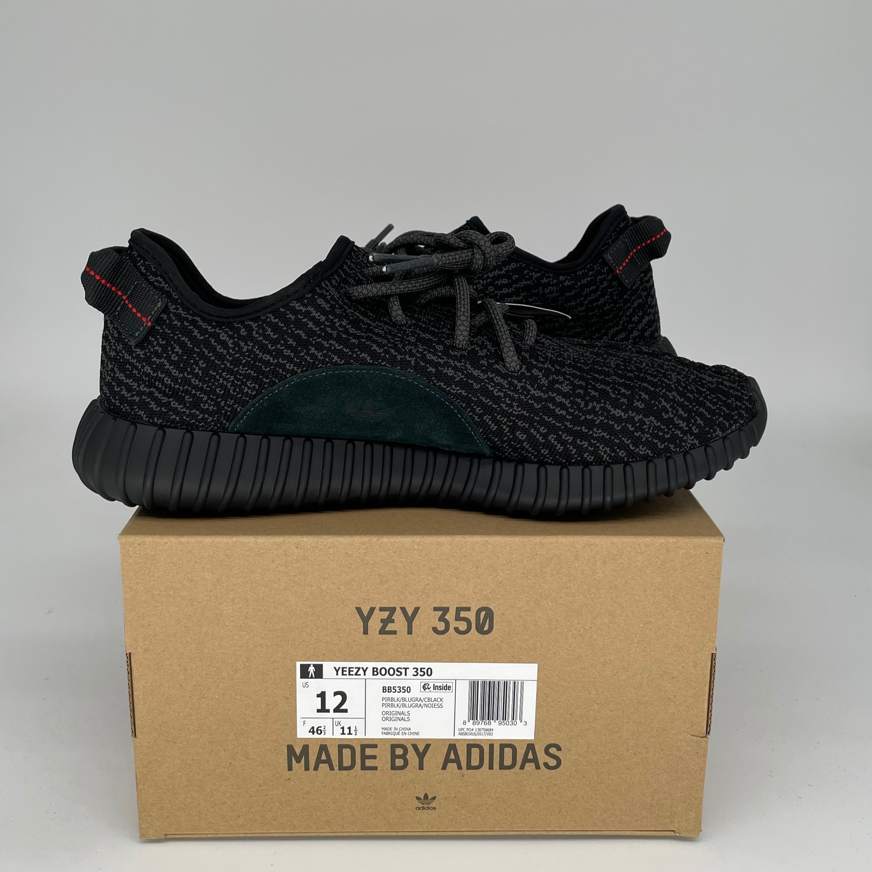 Adidas Yeezy Boost 350 V2 Pirate Black Men's Sneakers - Size 12 BB5350 | Comfortable Running Shoes for Men, Casual Streetwear & Gym Workout Shoes