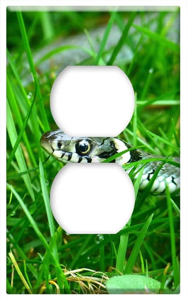 Grass Snake Head Switch Plate Outlet Cover - Unique Reptile Design for Gaming Room & Home Decor - Perfect for Gamer Gifts & Mind Drawing Inspiration