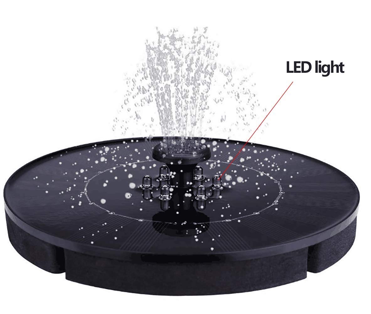 Solar Fountain Pump with LED Lights - 2.4W Floating Water Pump for Bird Bath, Garden, Pond, Pool & Patio | Outdoor Decorative Fountain Kit for Relaxing Backyard & Landscape Design