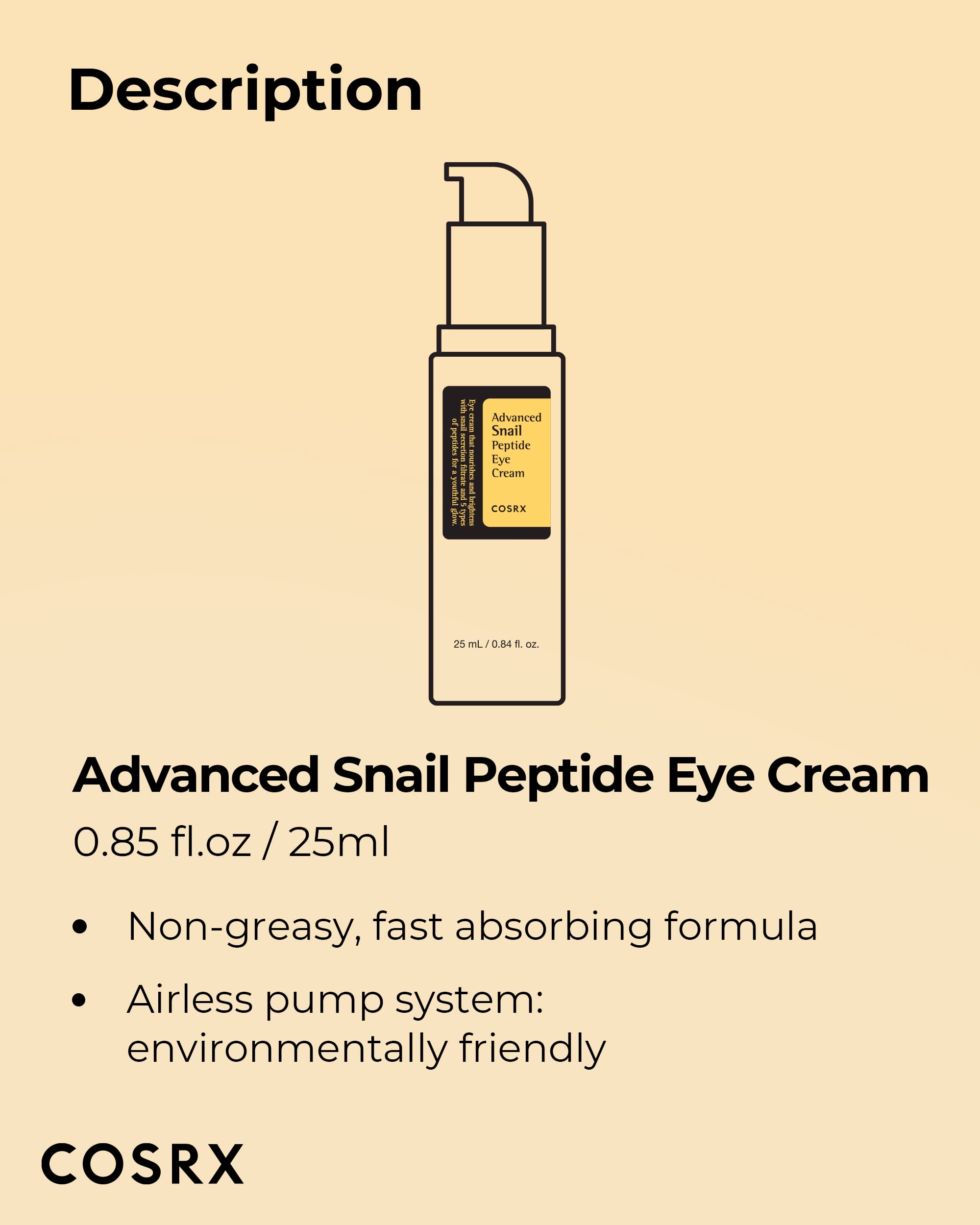 COSRX Snail Eye Cream with Peptide & Niacinamide for Dark Circles & Anti-Aging | Korean Skincare