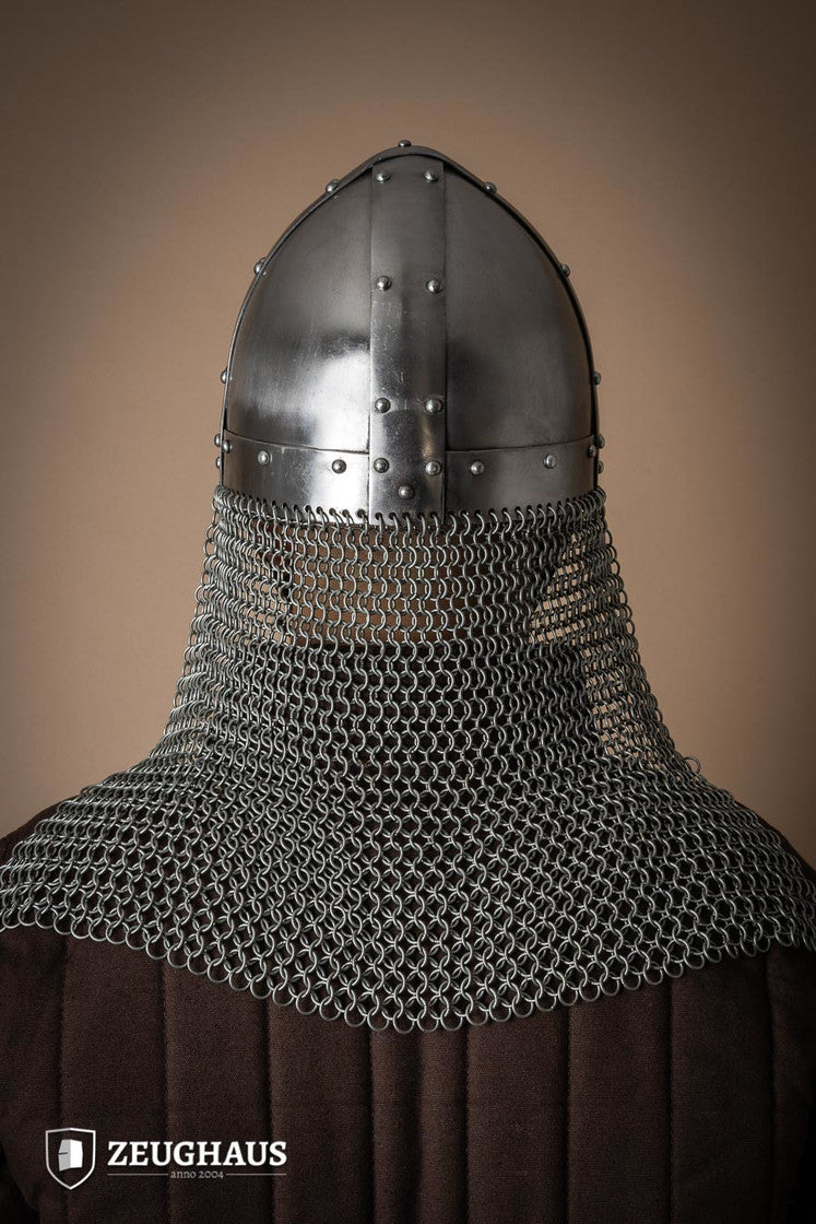 Polished 1.6mm Nasal Spangenhelmet with Aventail - Medieval Knight Helmet for LARP, Cosplay & Historical Reenactment