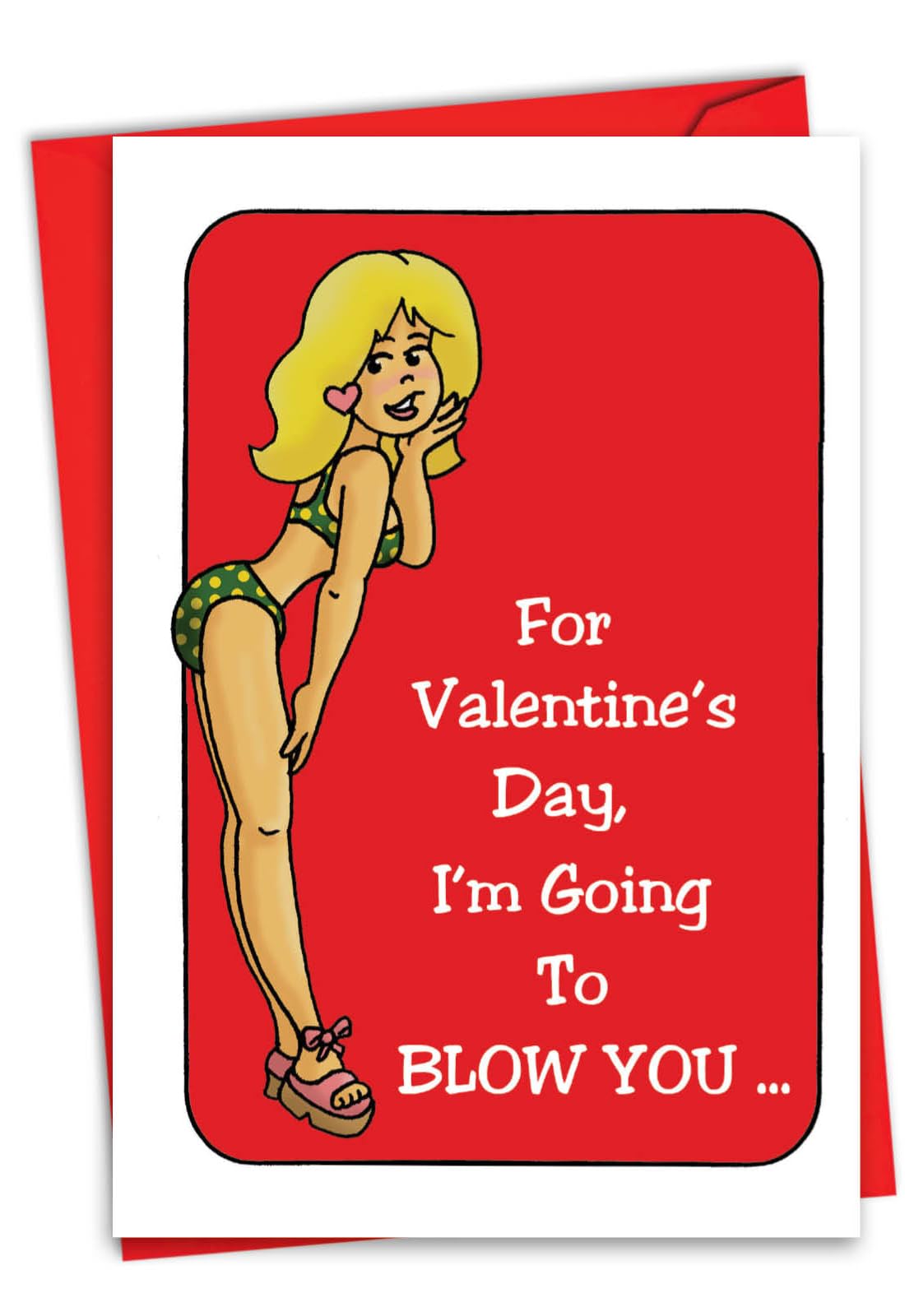 Funny Valentine's Day Card for Adults - Naughty Humorous Greeting Card for Spouse with Envelope (Blow a Kiss Design C9215VDG) - Perfect for Romantic Gifts, Couples & Anniversary Celebrations