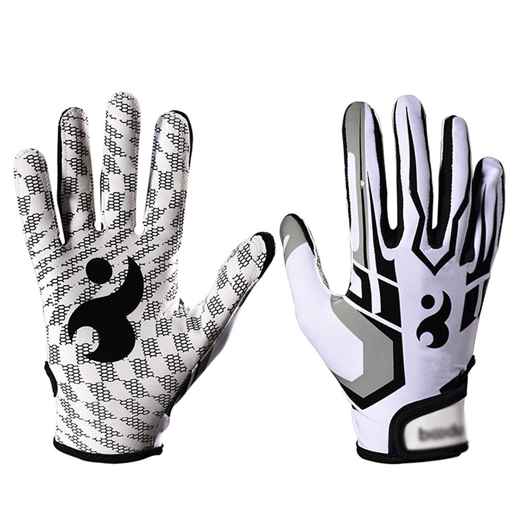 WSSBK Anti-Slip Baseball Gloves for Adults - Professional Batting Gloves for Baseball & Softball - Breathable Fitness Training Gloves - Perfect for Cycling & Sports (White, Large)