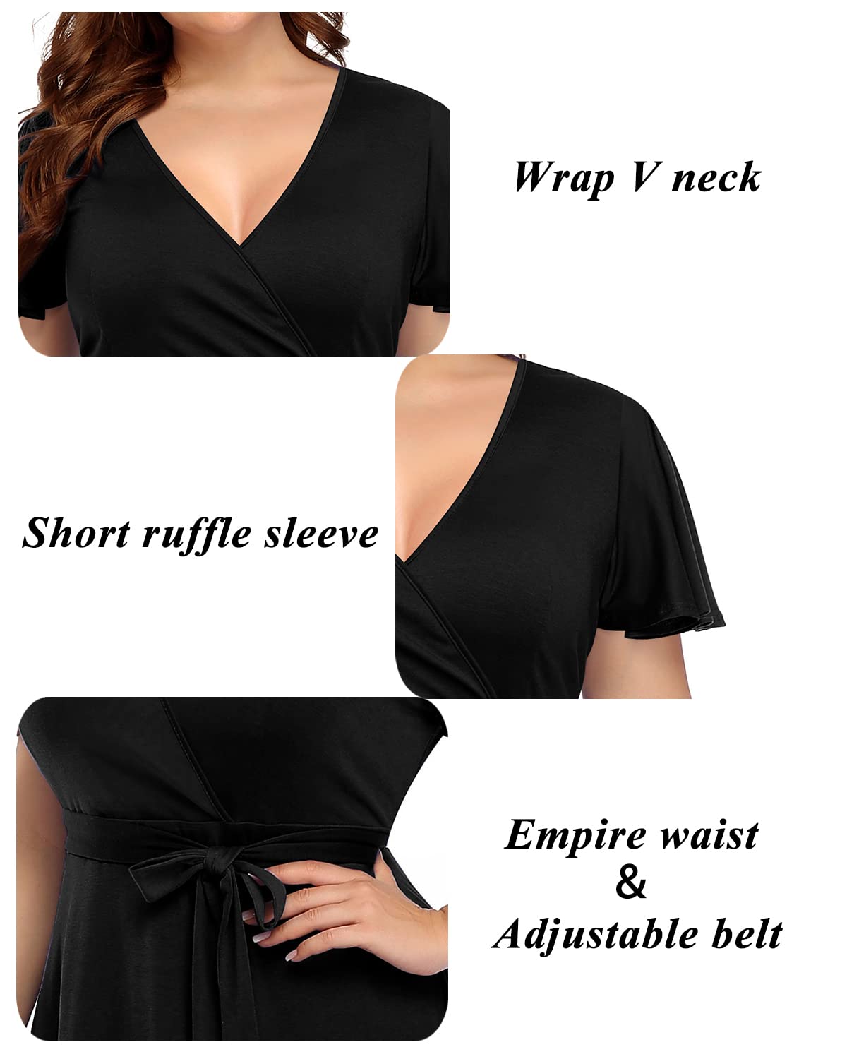 Plus Size Women's Pinup Fashion Dress for Wedding Guest - Semi Formal Cocktail Wrap Empire Waist Midi Dress | Perfect for Parties, Date Nights & Special Occasions