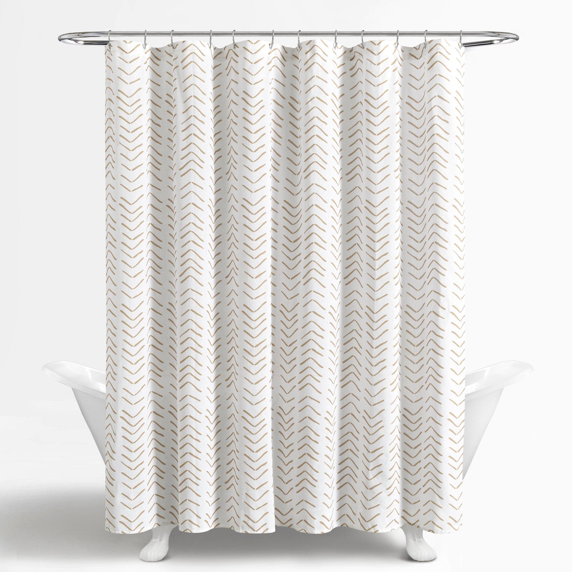 Hygge Modern Arrow Faux Linen Shower Curtain - Waterproof Bathroom Decor for Spa-Like Relaxation