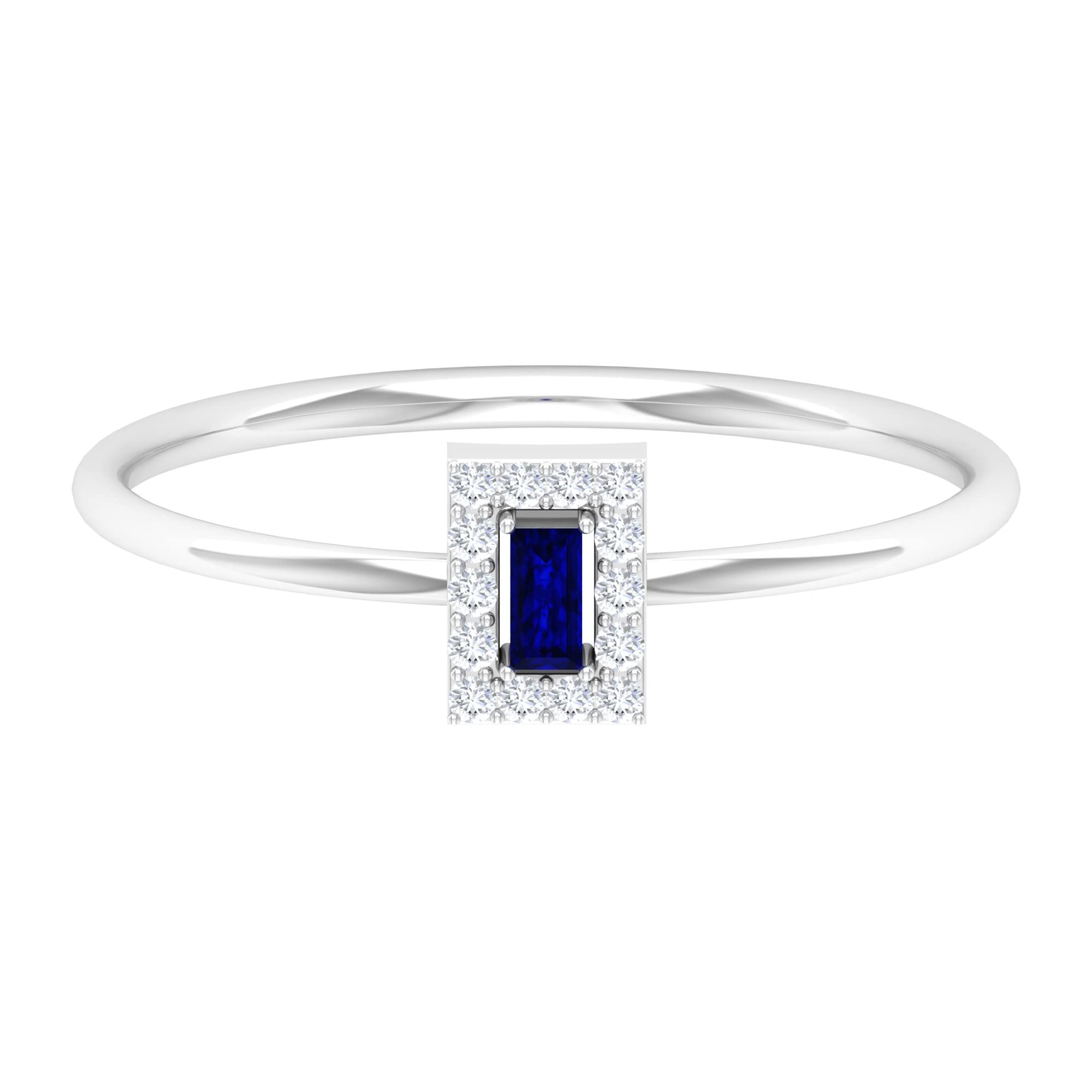 14K Solid Gold Blue Sapphire and Diamond Promise Ring – Dainty Elegant Jewelry for Women, Engagement, Anniversary & Special Occasions