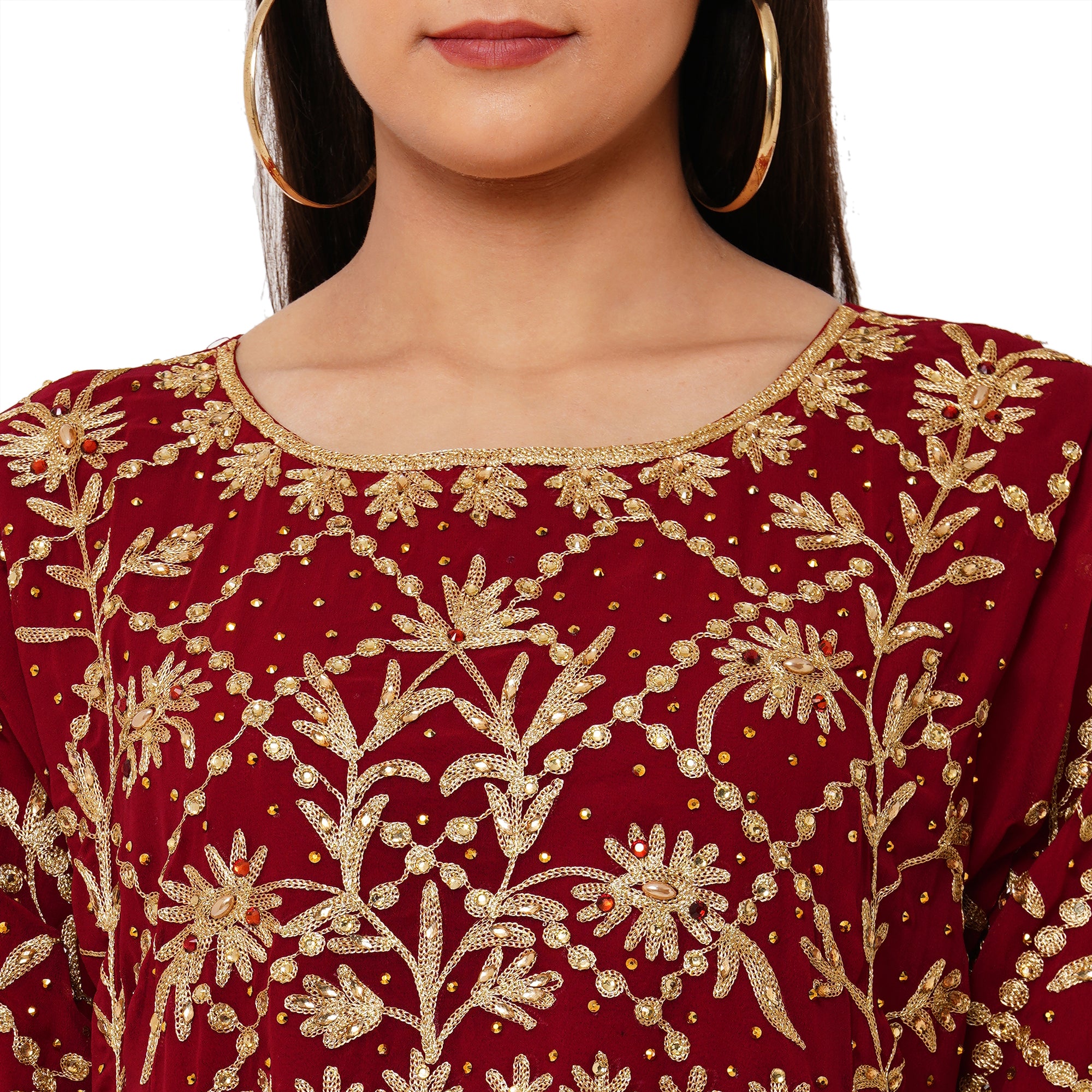Elegant Arabian Gown for Cocktail Party - Long Sleeve Flowy Maxi Dress for Women, Perfect for Evening Events, Weddings & Special Occasions