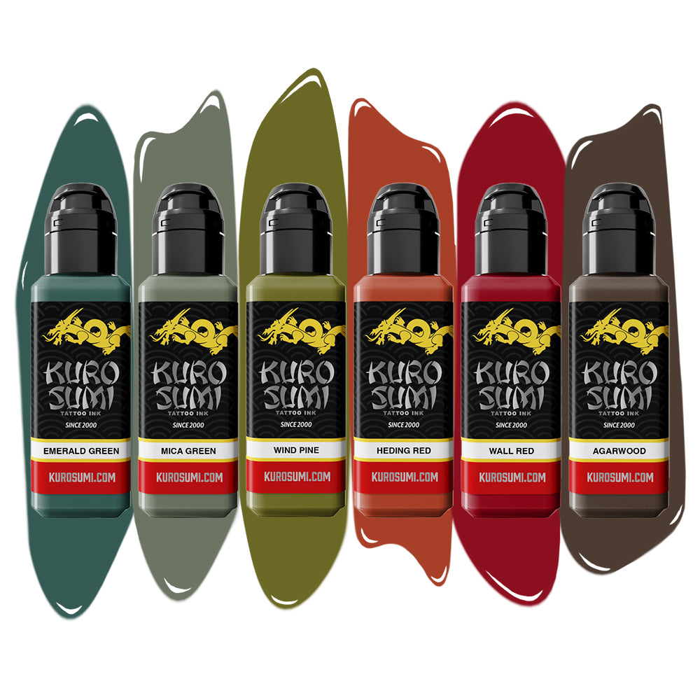 Chen Jie Professional Watercolor Paint Set - 6 Bottles (1.5oz Each) of Kuro Sumi Tattoo Ink for Artists - Perfect for Watercolor Painting, Tattoo Design & Calligraphy