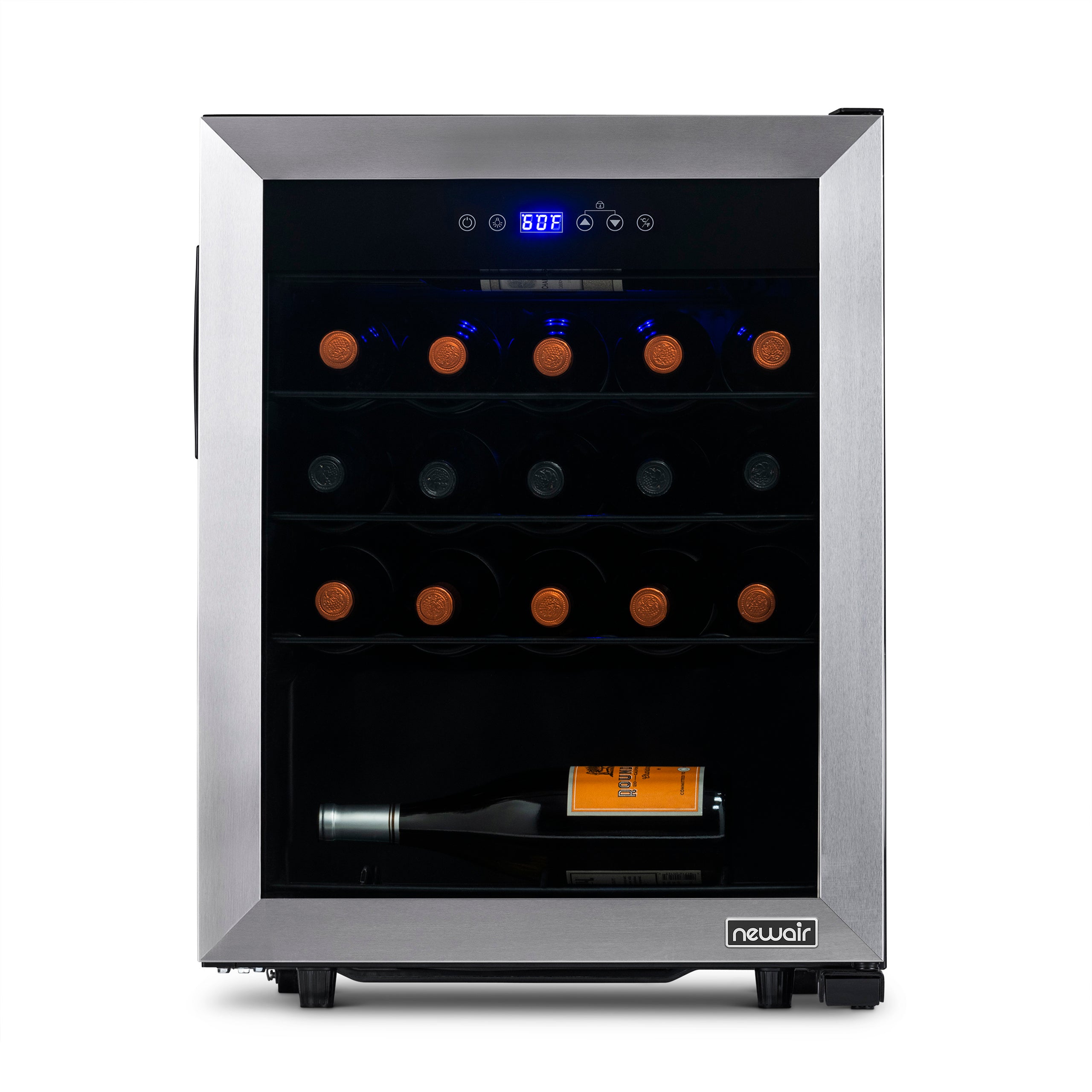 Newair® 23 Bottle 18.9 Stainless Steel Freestanding Wine Cooler Refrigerator - Perfect for Home Bars, Restaurants, and Wine Cellars