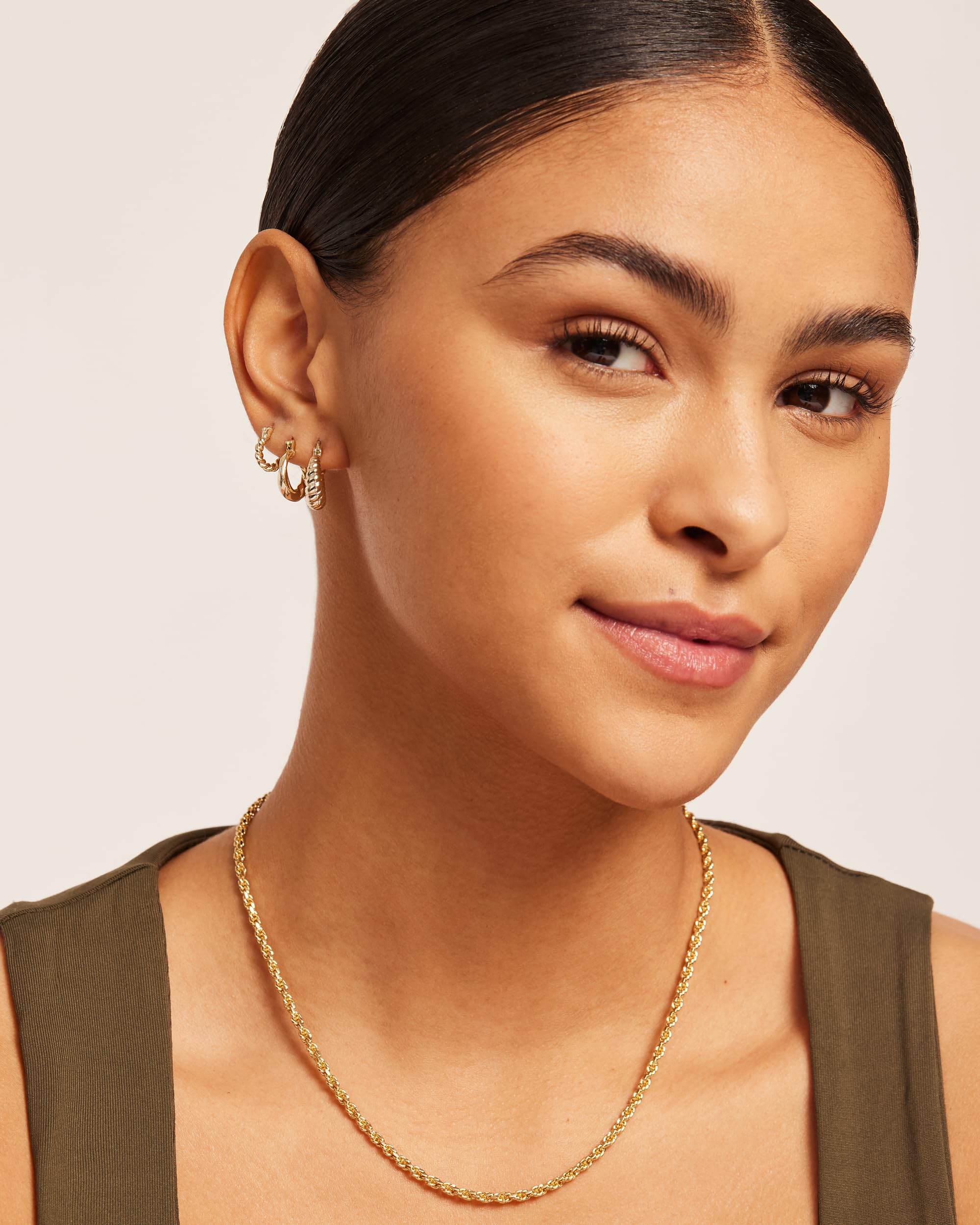 PAVOI 14K-18K Gold Plated Sterling Silver Small Hoop Earrings for Women - 3 Pairs Cubic Zirconia Rope Teardrop Huggie Earrings Set | Elegant Everyday Wear, Party Jewelry & Gift for Her