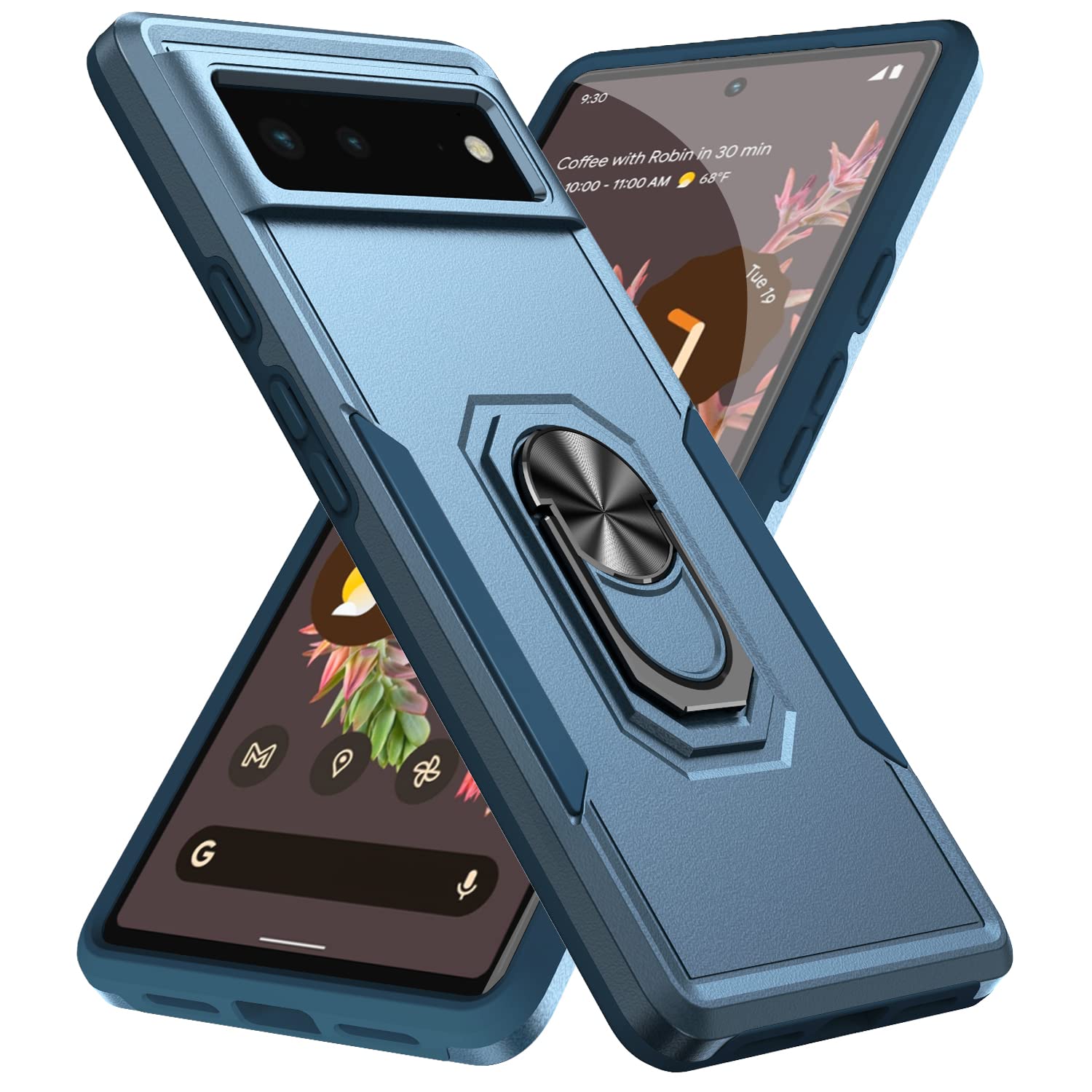 Korecase Google Pixel 6 Heavy Duty Rugged Shockproof Case with Magnetic Kickstand - Military Grade Protection & 360° Rotating Ring (Blue) - Perfect for Outdoor Adventures, Construction Work & Active Lifestyles