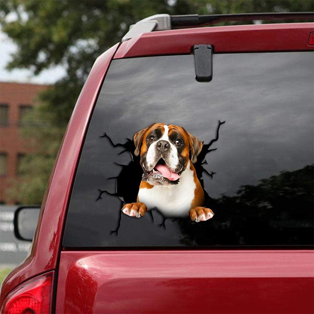 Realistic Boxer Dog Car Decals - Pack of 2 Premium Vinyl Stickers for Windows & Walls (10