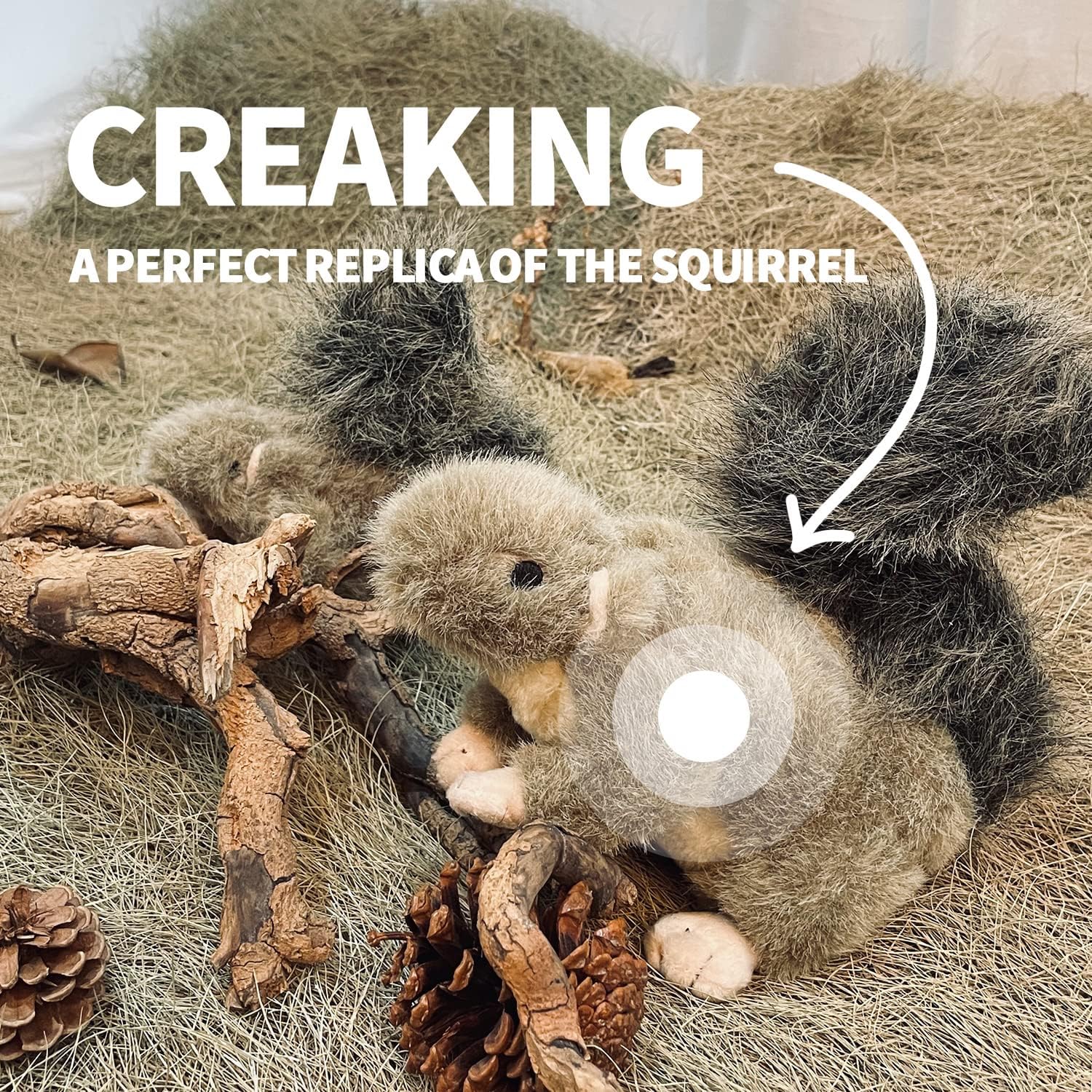 ALL FOR PAWS Classic Squirrel Pet Toys for Dogs & Cats - Interactive Chew Toy for Small Pets - Fun Squeaky Plush Squirrel for Playtime & Training