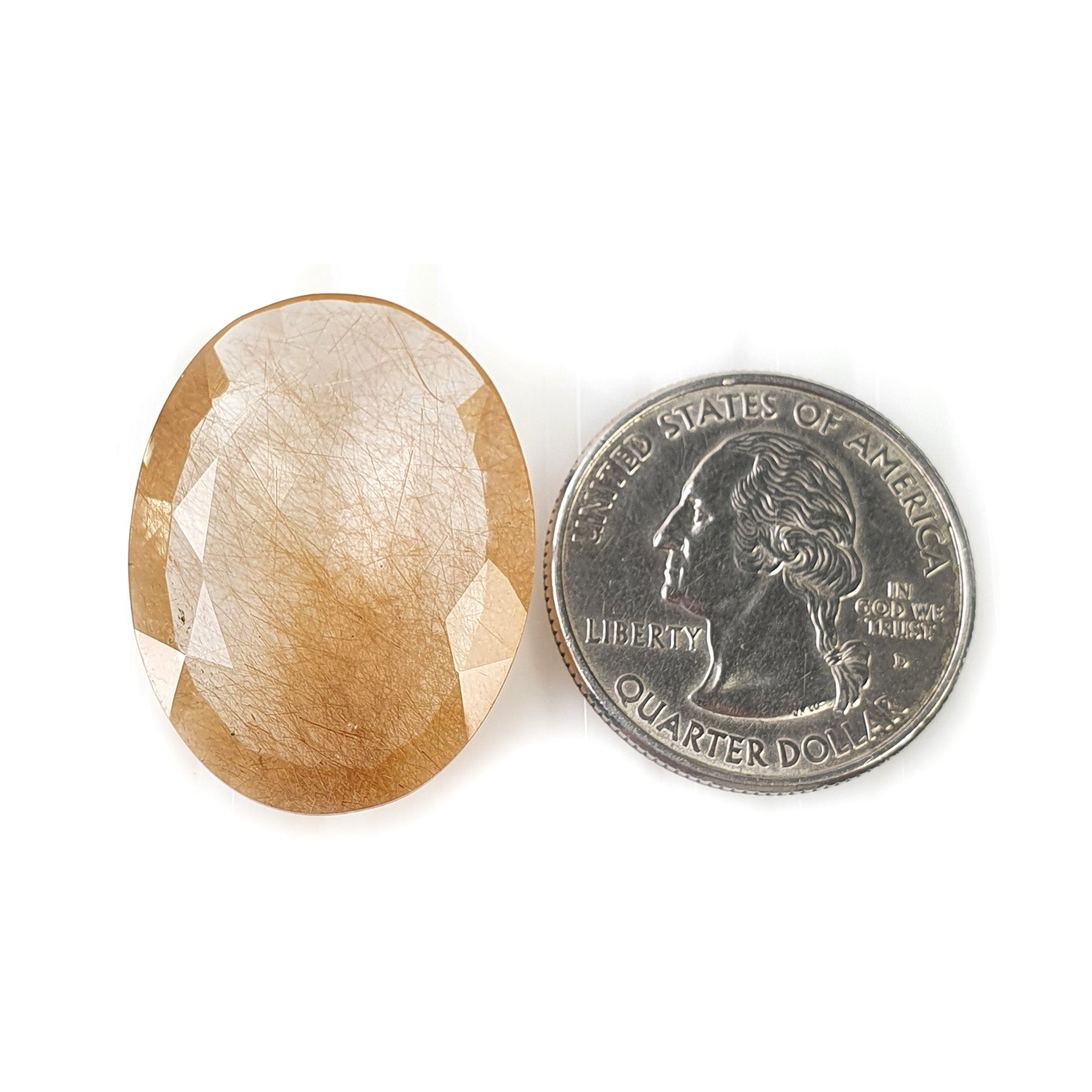Natural Brown Rutile Quartz Gemstone - 29.15cts Untreated Oval Cut 28x21mm | Jewelry Making, Healing Crystals, Collection Display (With Video)