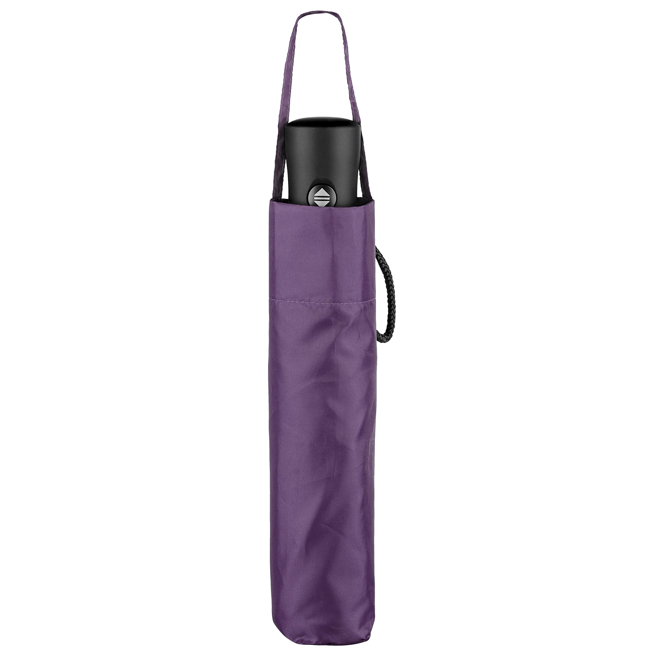 Lewis N. Clark Windproof Travel Umbrella - Compact Automatic Open/Close, Water Repellent Fabric, 1 Year Warranty (Purple) - Perfect for Business Trips, Commuting & Outdoor Adventures