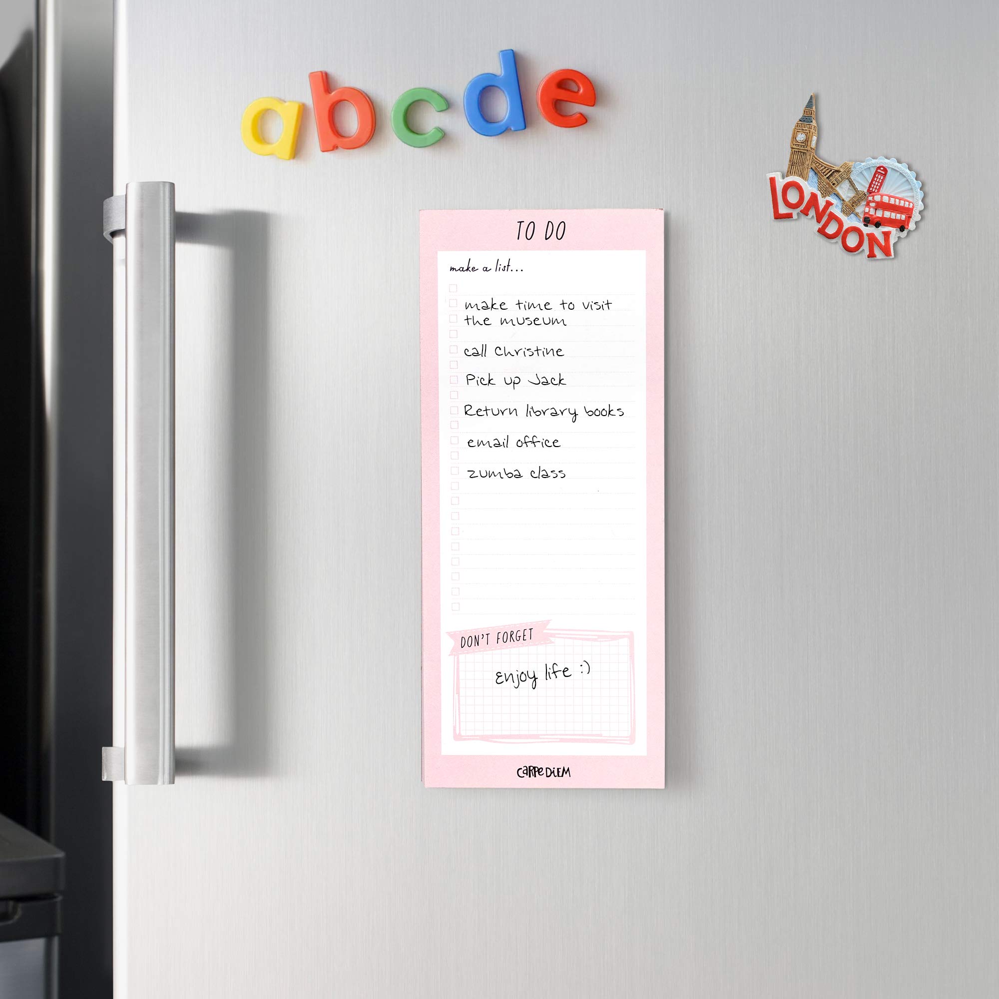 Pukka Pad Carpe Diem Magnetic To-Do List Memo Pad - 60 Sheets, 8.5 x 3.5 Inches, Ballerina Pink - Perfect for Grocery Lists, Shopping Lists, Office Tasks & Fridge Organization