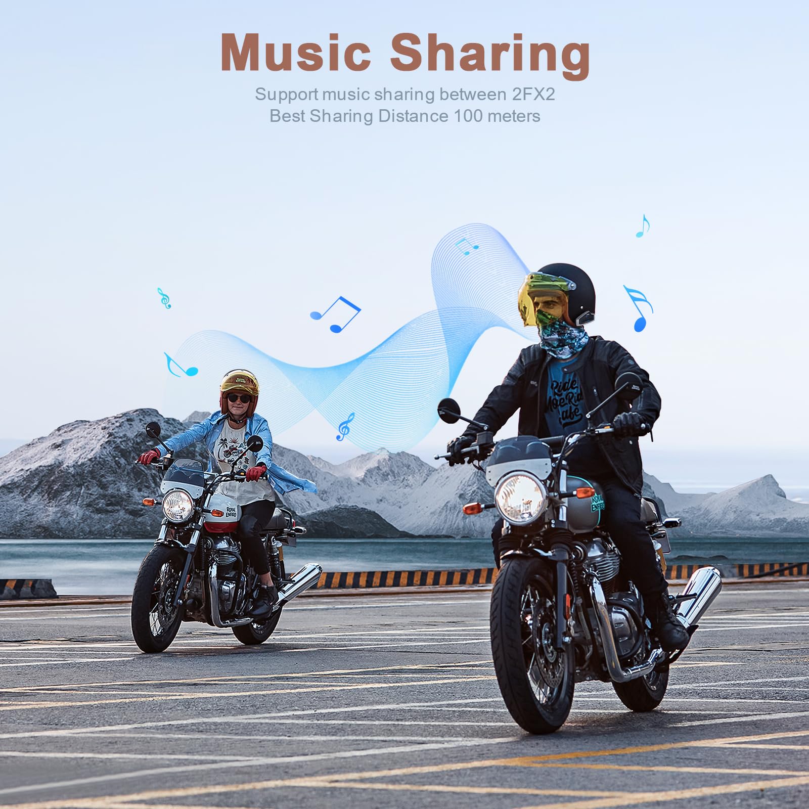 Fodsports FX2 Motorcycle Bluetooth Headset - 2 Rider Helmet Intercom System with FM Radio, Hands-Free Calling, Voice Dial, Stereo Music Sharing & Waterproof for Safe Riding - Perfect for Group Rides, Commuting & Adventure Touring