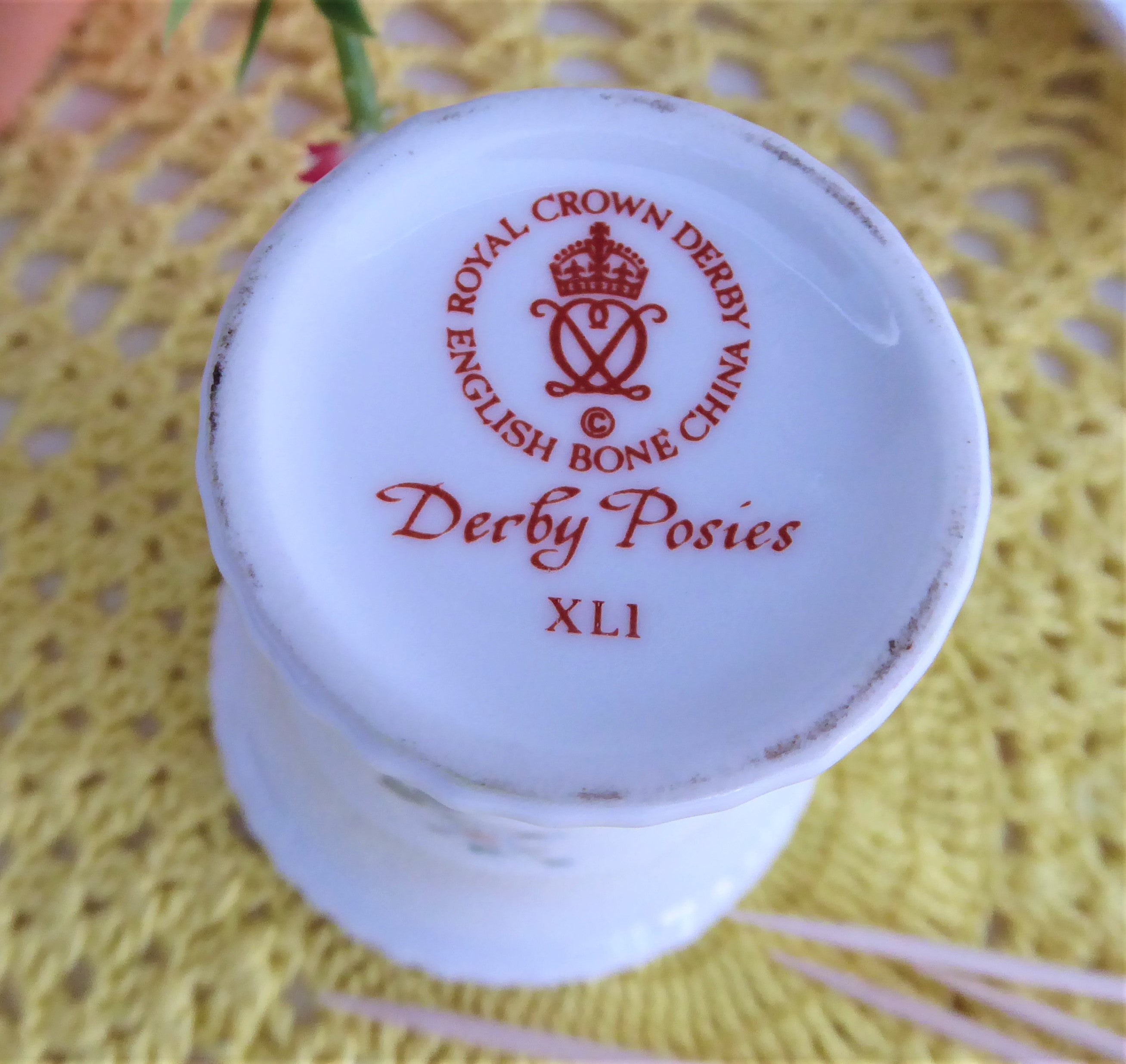 Royal Crown Derby English Bone China Toothpick Holder - Derby Posies Pink Roses Design, Elegant Small Vase for Home Decor | Perfect for Dining Table, Kitchen Countertop, and Gift Giving