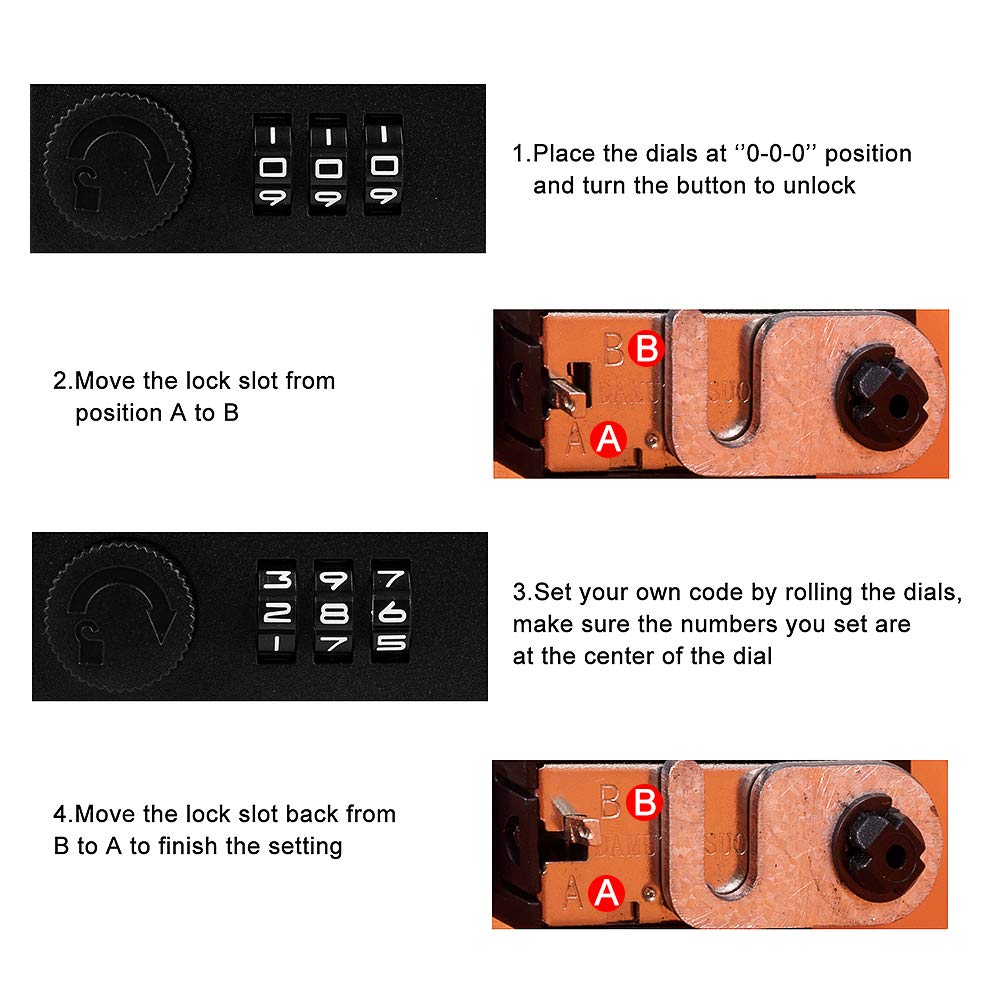 Metal Cash Box with Combination Lock & Money Tray - Portable Lock Box for Money Storage (7.87 x 6.3 x 3.54 Inches, Orange) - Perfect for Home, Office, Retail & Event Cash Security