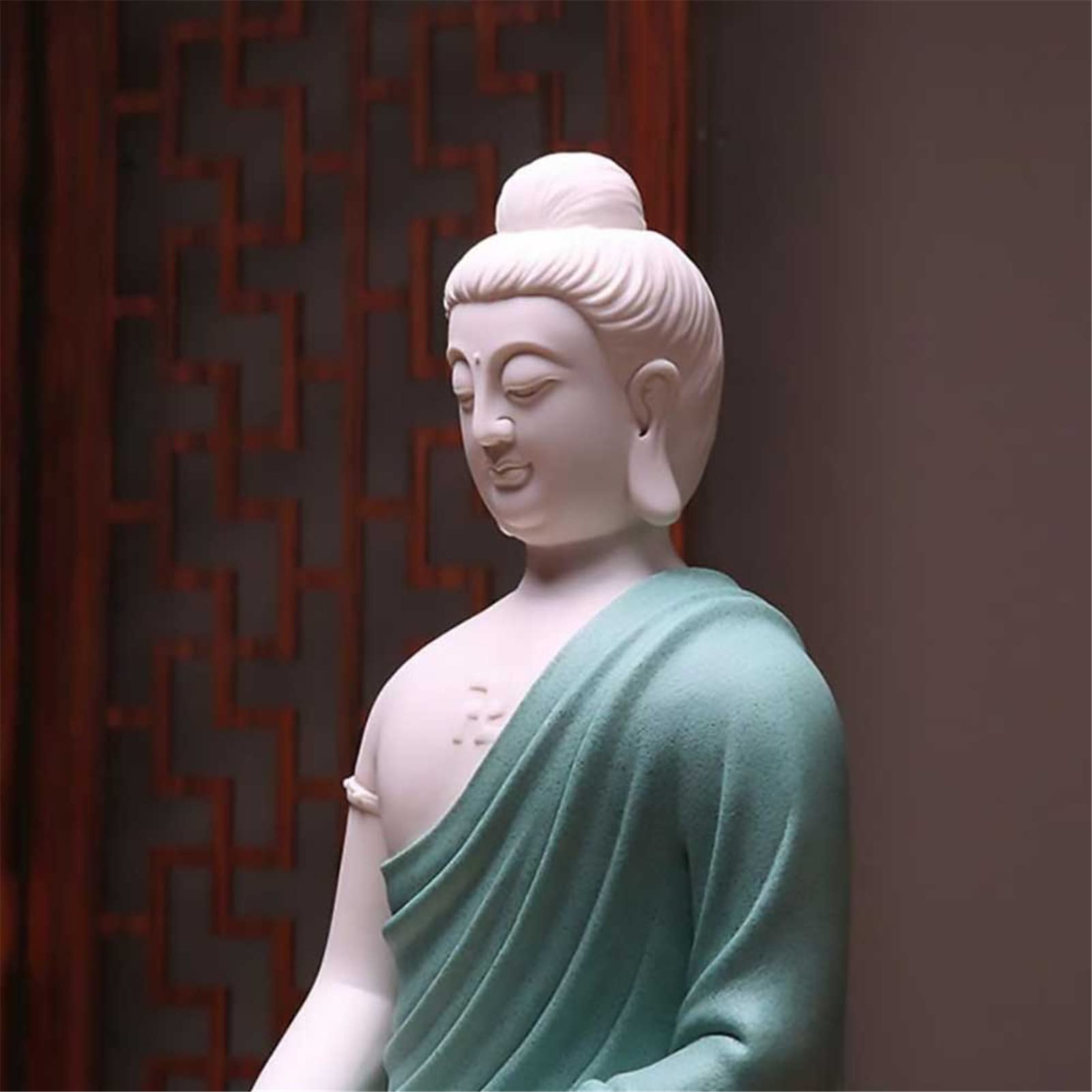 Ceramic Sakyamuni Buddha Statue - Handcrafted Meditation Buddha Figurine for Yoga, Zen & Home Decor | Blue Seated Buddha Sculpture for Office, Garden & Spiritual Spaces - Perfect for Meditation Rooms, Yoga Studios & Peaceful Home Decor