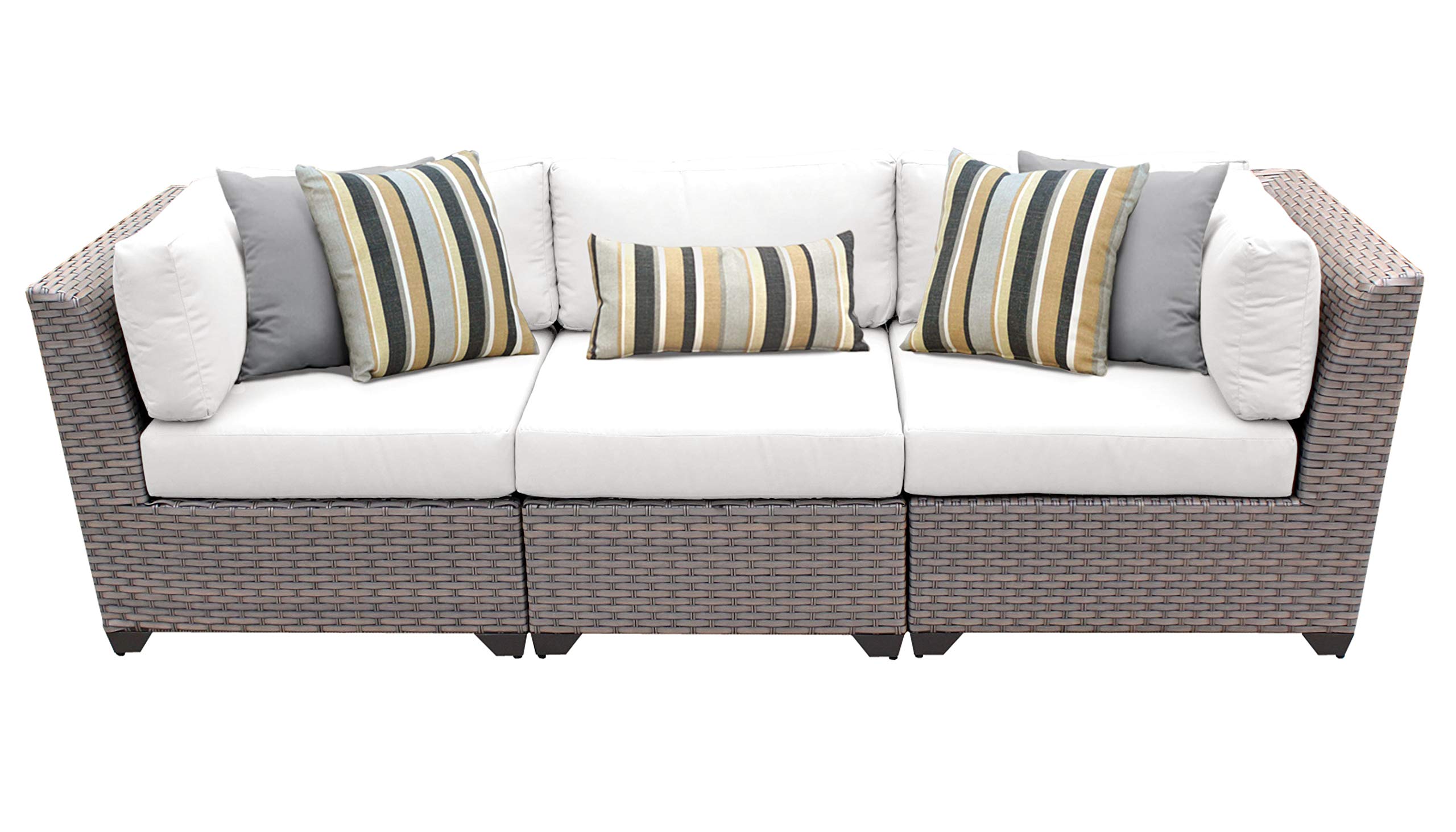 TK Classics Florence 3-Piece Outdoor Wicker Patio Furniture Set - All-Weather Rattan Sofa with Coffee Table - Perfect for Garden, Poolside & Backyard Relaxation