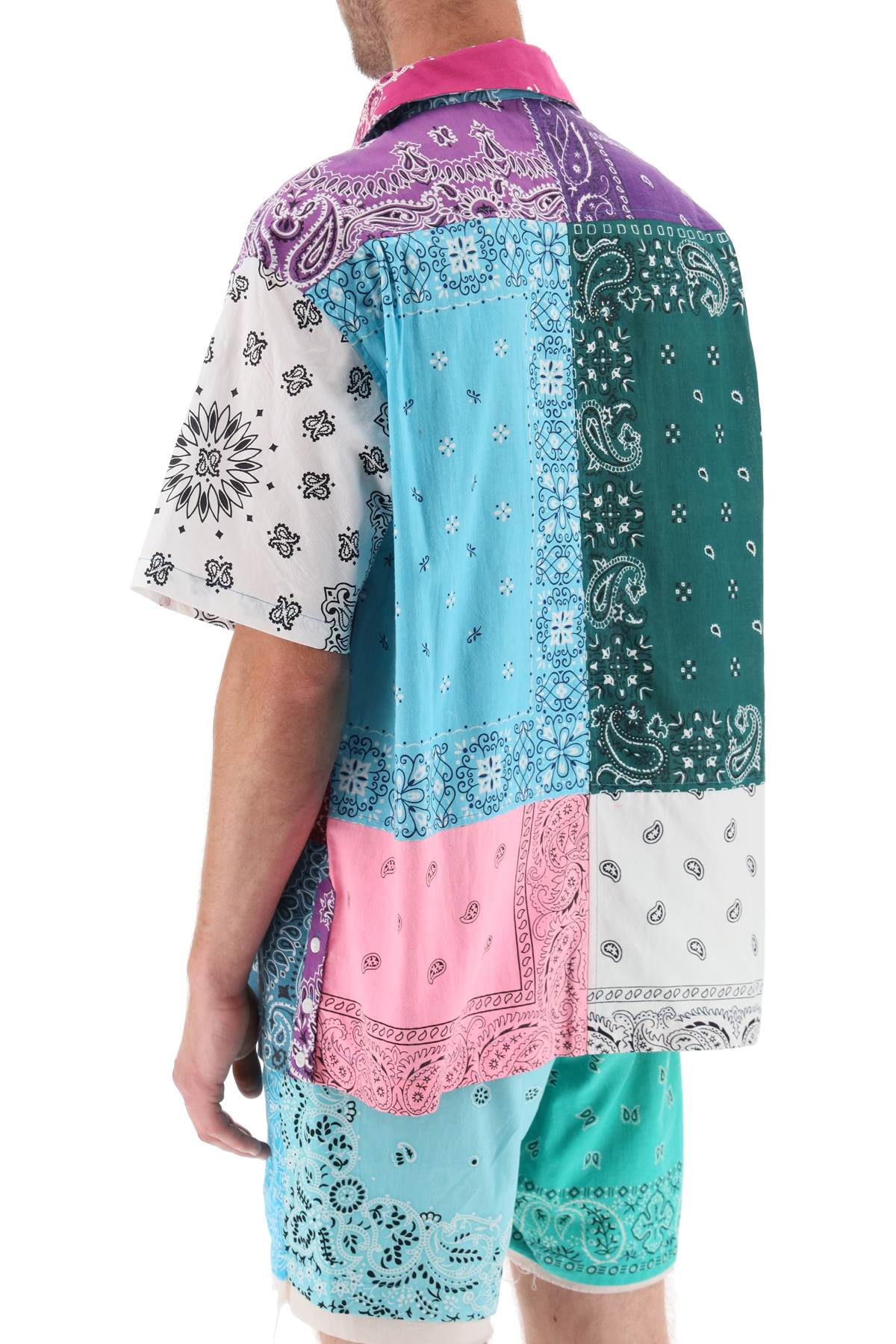 Children of the Discordance Short Sleeve Patchwork Shirt with Bandana Prints - Stylish Streetwear for Men, Perfect for Casual Outings and Music Festivals