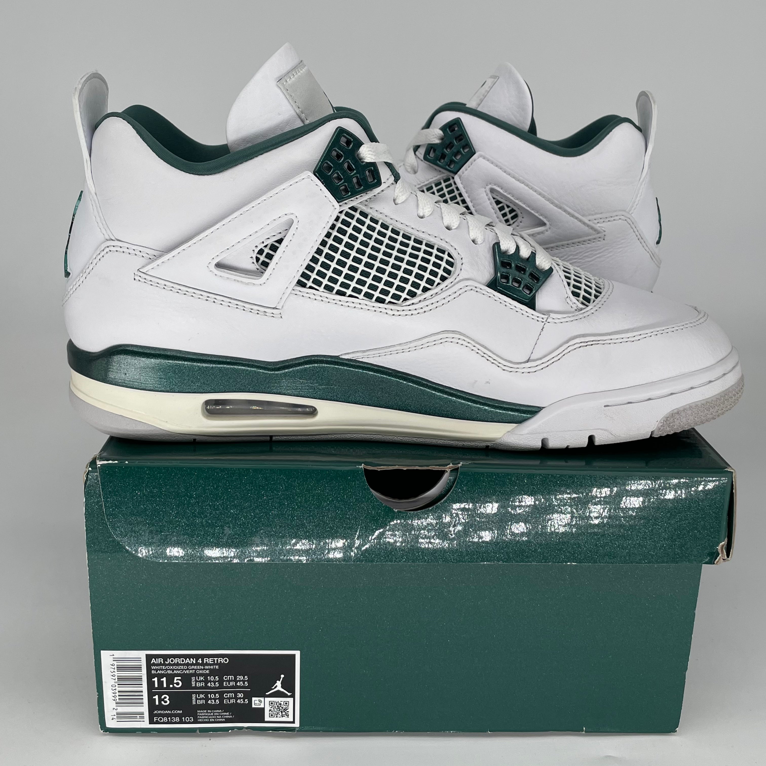 AIR JORDAN 4 OXIDIZED GREEN Men's Basketball Shoes - Size 11.5 (FQ8138-103) | Retro Sneakers for Streetwear & Casual Outfits