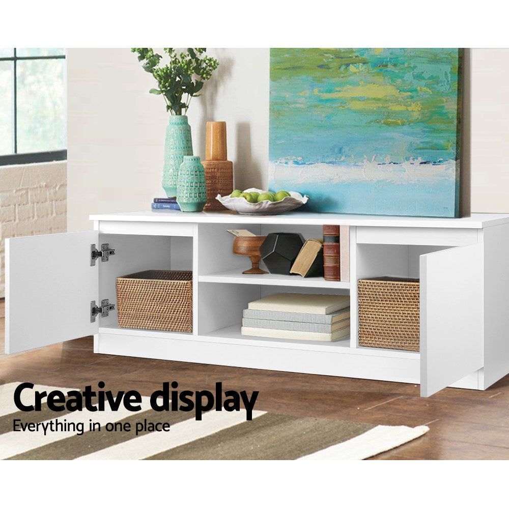 Artiss 120cm White Anita TV Stand with Storage - Modern Entertainment Center for Living Room, Bedroom & Home Theater