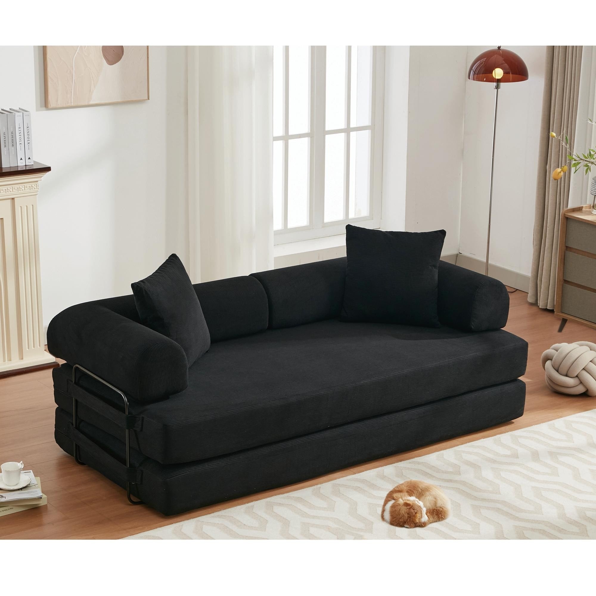3-Seat Folding Sofa Bed - King Size Convertible Sleeper with High-Density Foam & Non-Slip Pad - Perfect for Small Spaces, Guest Rooms & Apartments