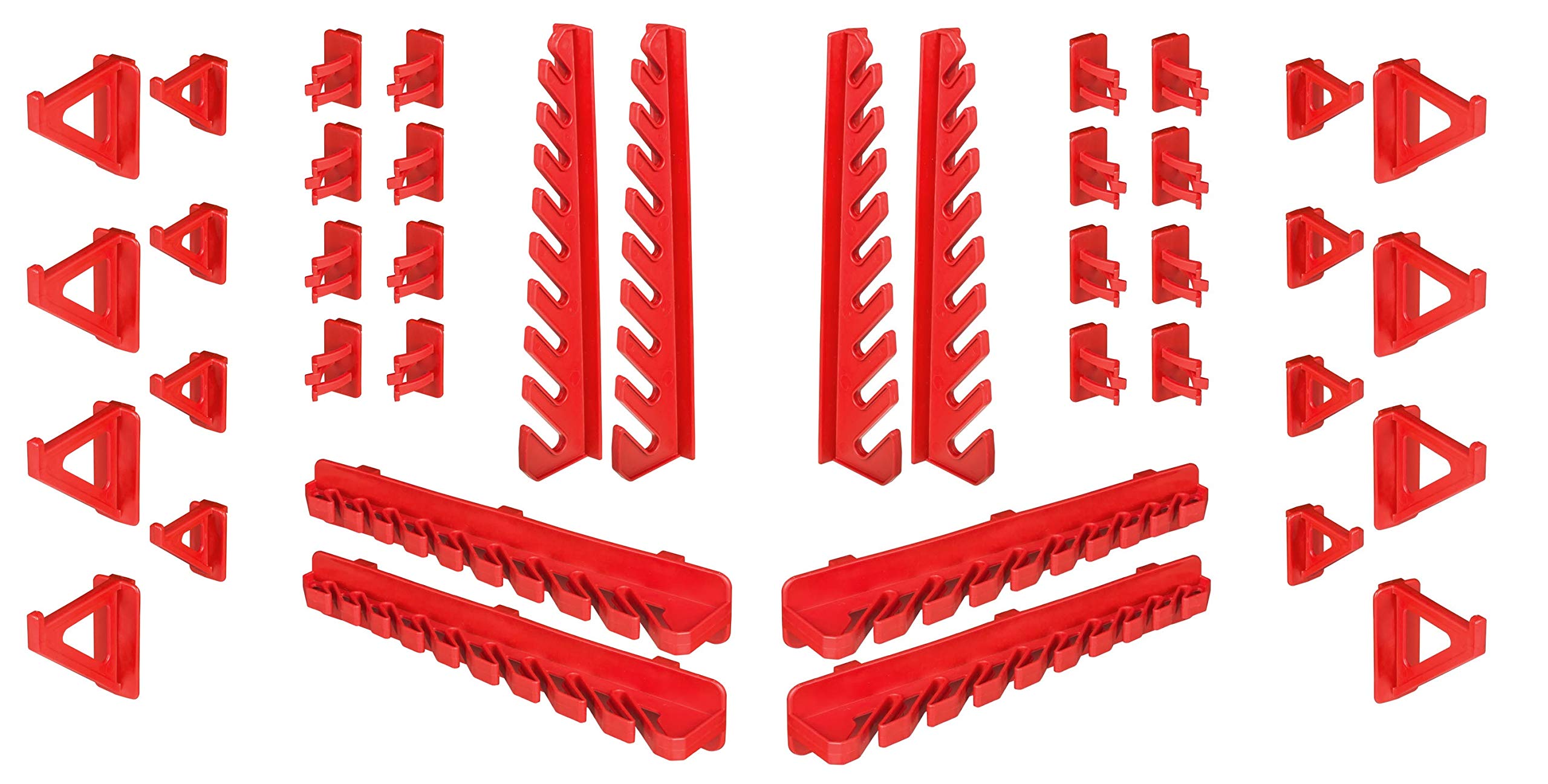 Red Stacking Boxes & Tool Holders Wall Shelf - 79pc Storage System for Garage & Workshop