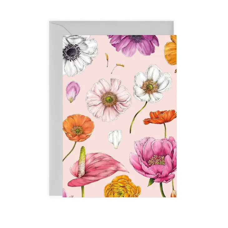 Floral Brights Pink Greeting Card - Elegant Handmade Birthday Card for Women, Friends & Family - Perfect for Anniversaries, Thank You Notes & Special Occasions