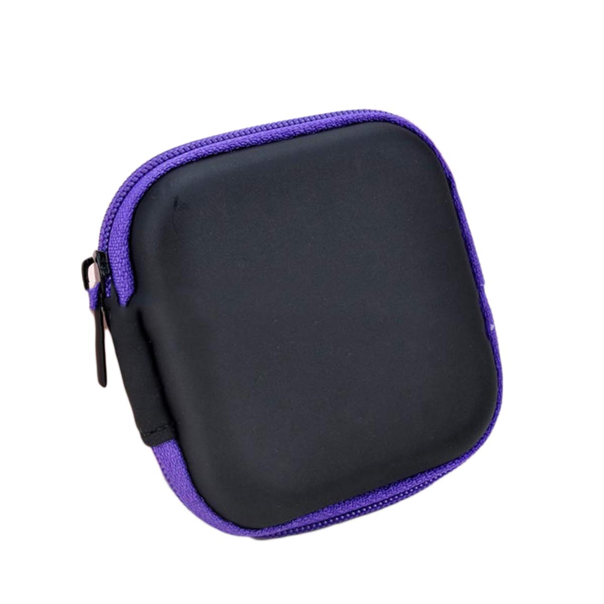 Mini EVA Headphone Storage Case - Portable Travel Organizer for Earphones, Earbuds & USB Cables | Assorted Colors (Purple) | Perfect for Travel, Office & Daily Use