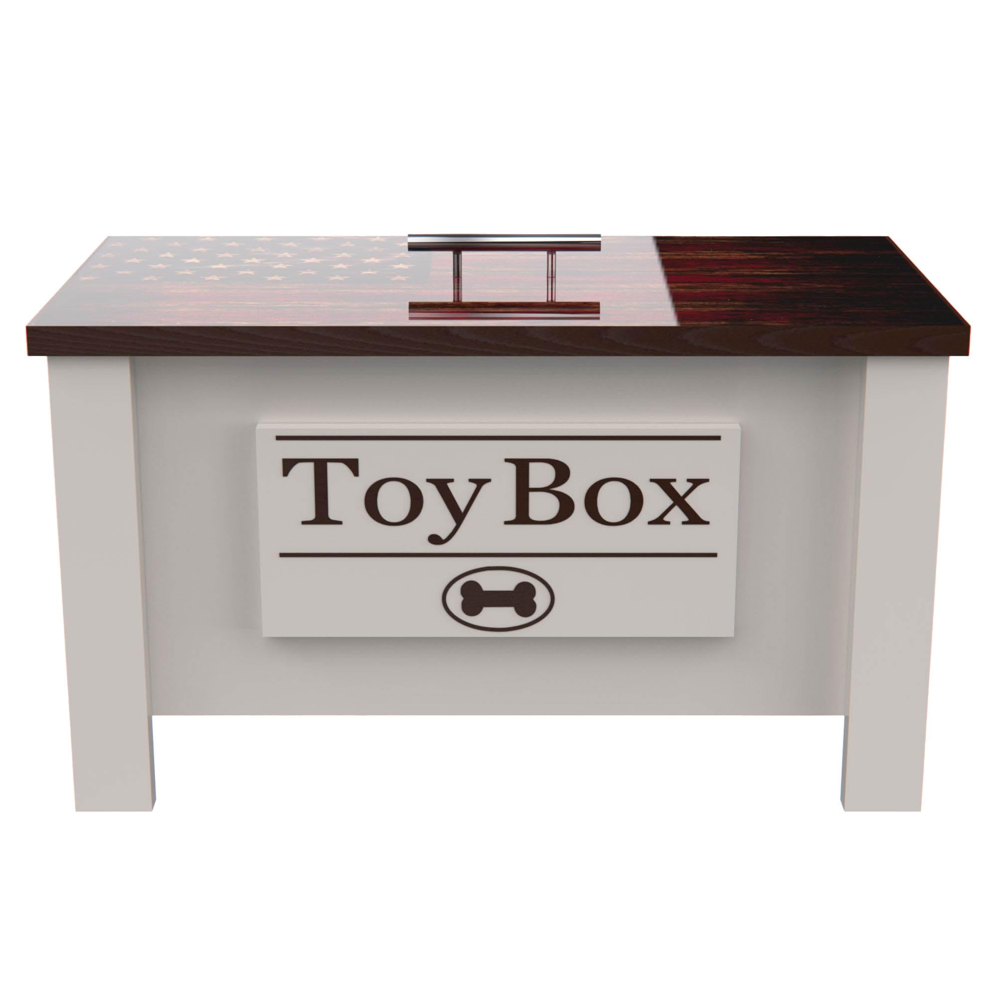 Personalized Dog Toy Storage Box - Durable Pet Organizer for Treats, Toys, Leashes & Food | American Flag Design | Perfect for Home, Travel & Grooming Stations