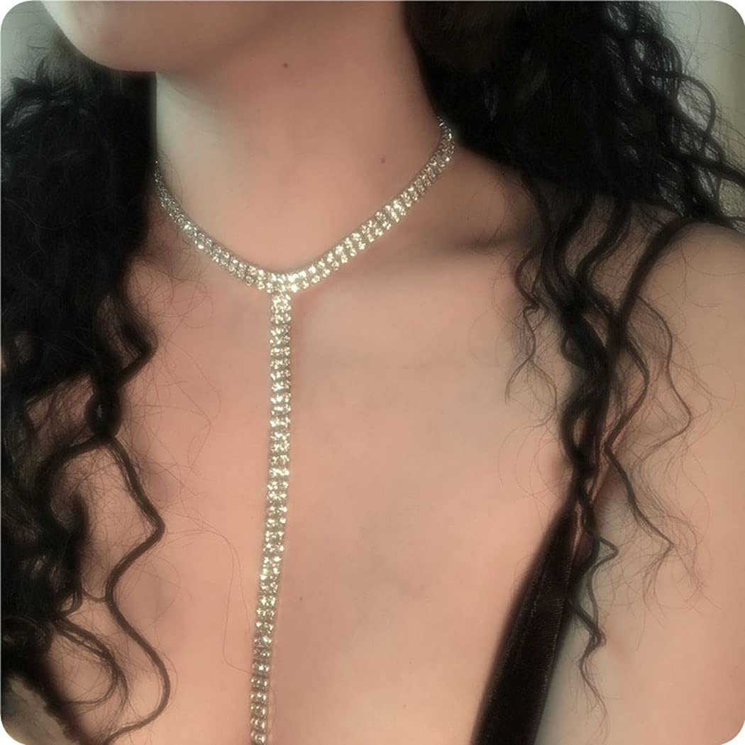 Sexy Rhinestone Body Chains for Women - Crystal Layered Choker & Waist Necklace - Perfect for Nightclub, Party, and Festival Outfits