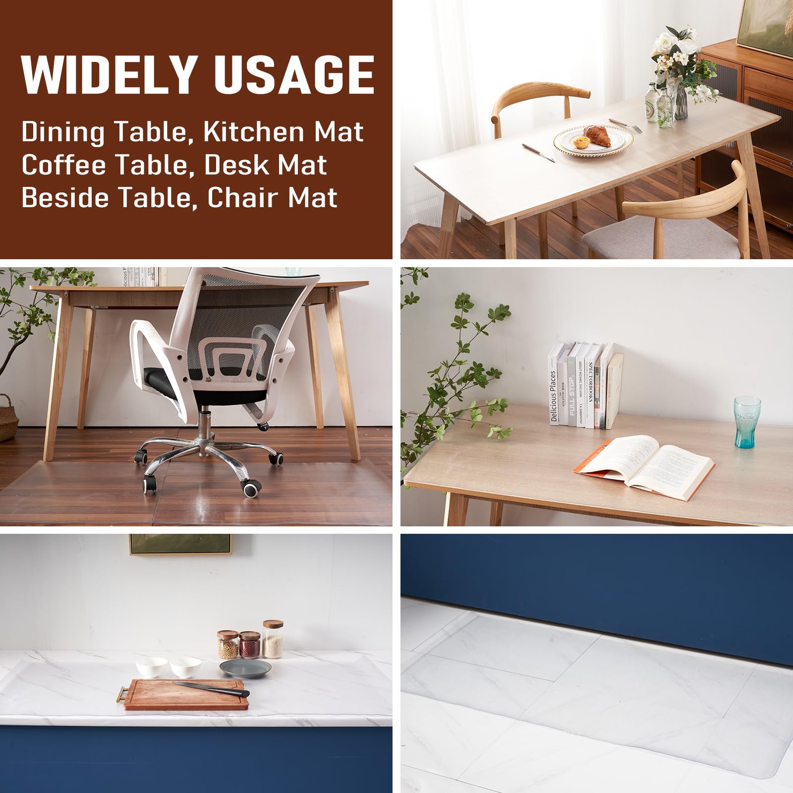 24x48 Inch Frosted PVC Table Cover Protector - 1.5mm Thick Waterproof & Non-Slip Plastic Table Pad for Wooden Coffee Tables, Writing Desks - Perfect for Dining, Office, and Home Decor Protection