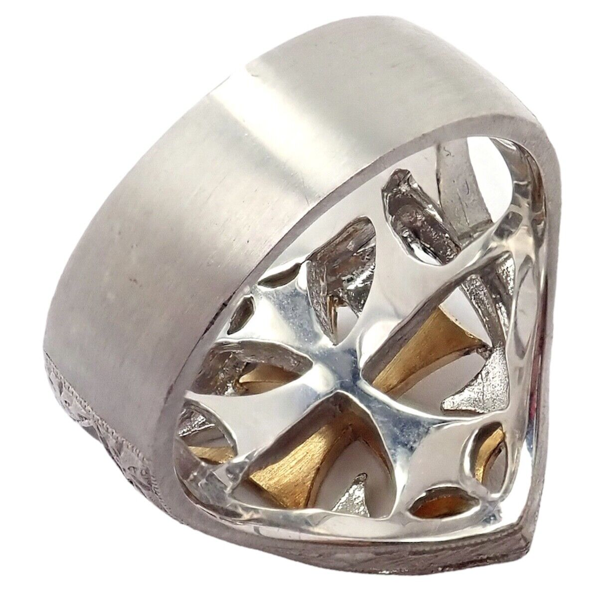 Authentic 18k White & Yellow Gold Diamond Cross Shield Crest Ring by Loree Rodkin - Luxury Religious Jewelry for Men & Women, Perfect for Gifts, Weddings & Special Occasions