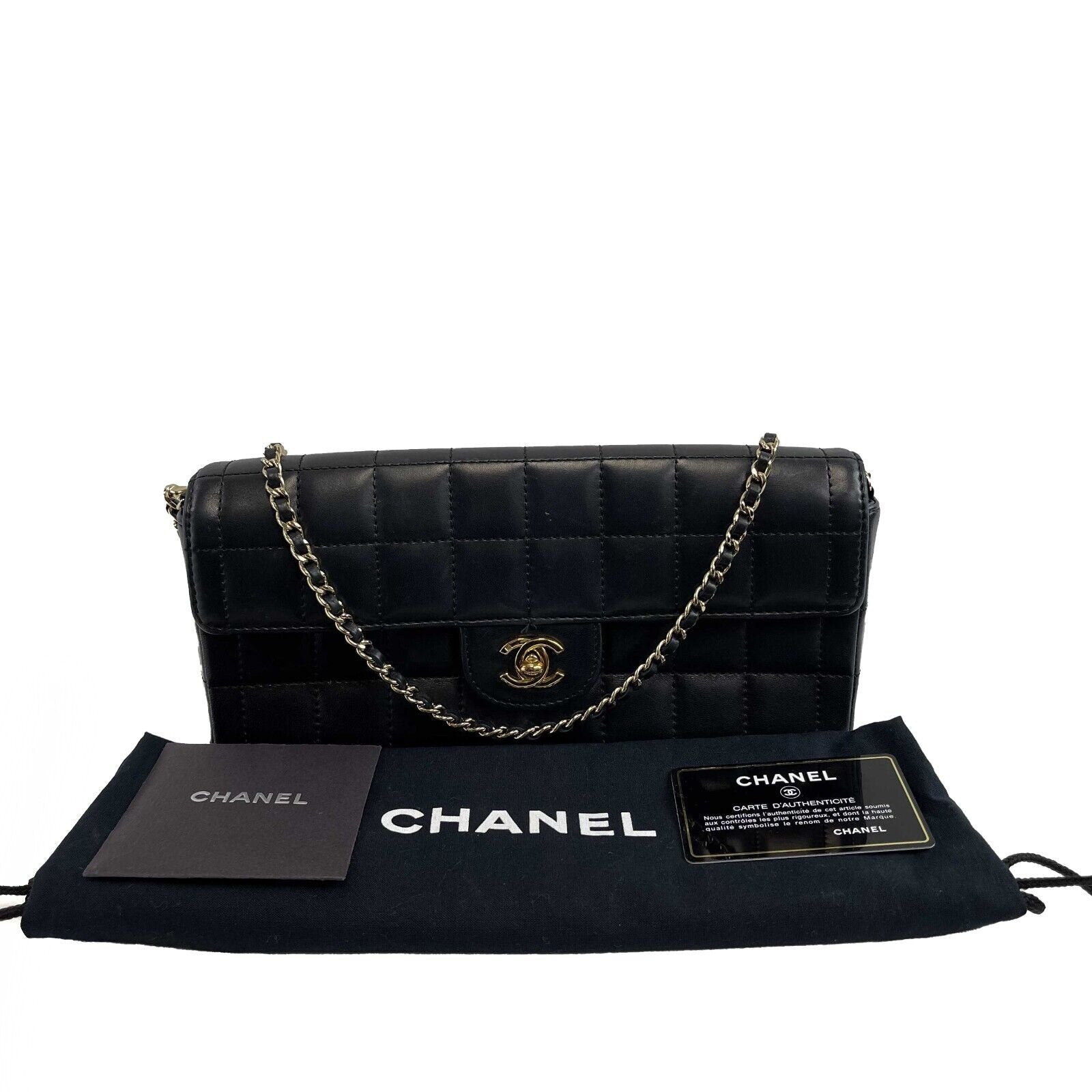 Vintage Chanel Black Chocolate Bar Bag - East West Flap with CC Gold Hardware - Luxury Crossbody Handbag for Women | Perfect for Evening Parties, Date Nights & Special Occasions