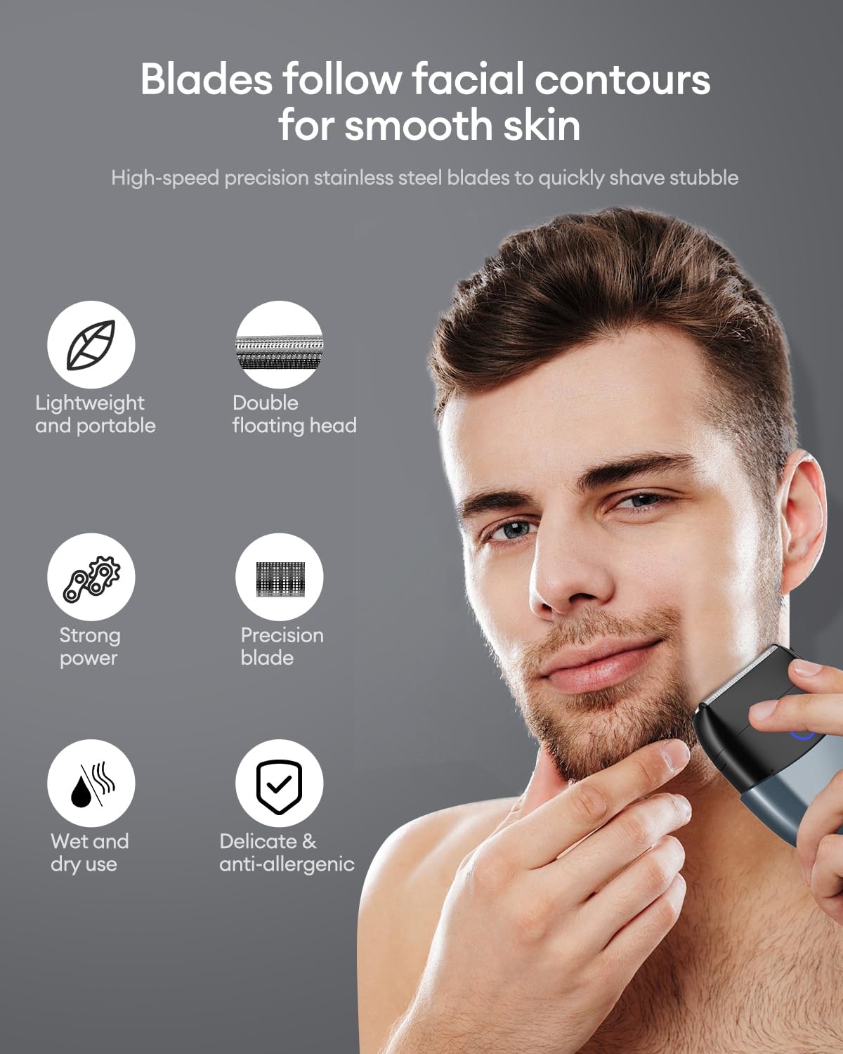 CkeyiN Electric Shaver for Men - USB-C Rechargeable Foil Shaver, IPX6 Waterproof Cordless Razor for Face & Head Shaving | Portable Travel Shaver | Perfect for Home, Office & Gym Use