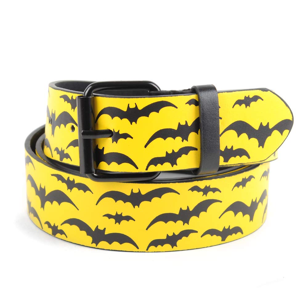 Men's Graphic Bucket Belts - Stylish Black Faux Leather Belt with Printed Design | Perfect for Casual Wear, Jeans & Everyday Fashion