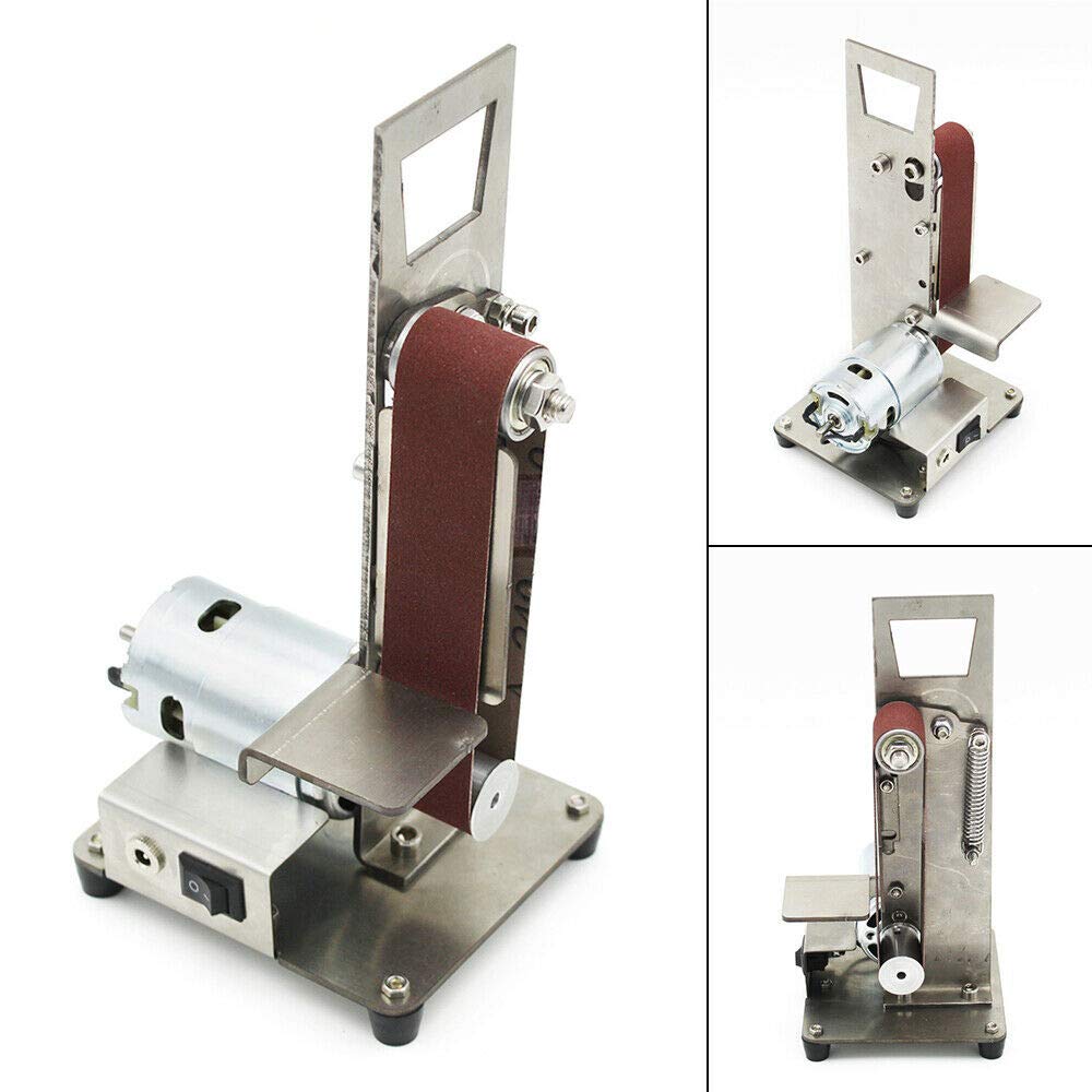 300W Mini Electric Belt Sander - Compact DIY Grinding & Polishing Machine for Metal/Wood | Desktop Multifunctional Grinder for Home Workshop, Jewelry Making & Craft Projects
