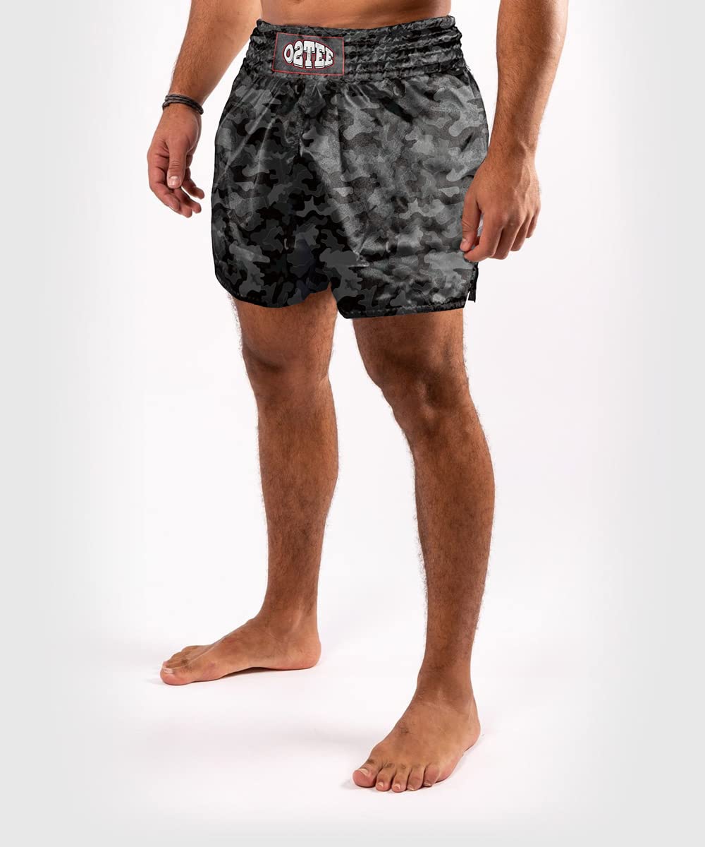 O2TEE Unisex Samurai MMA Muay Thai Shorts for Men & Women - Breathable Gym Boxing Kickboxing Training Shorts for Combat Sports & Martial Arts Practice