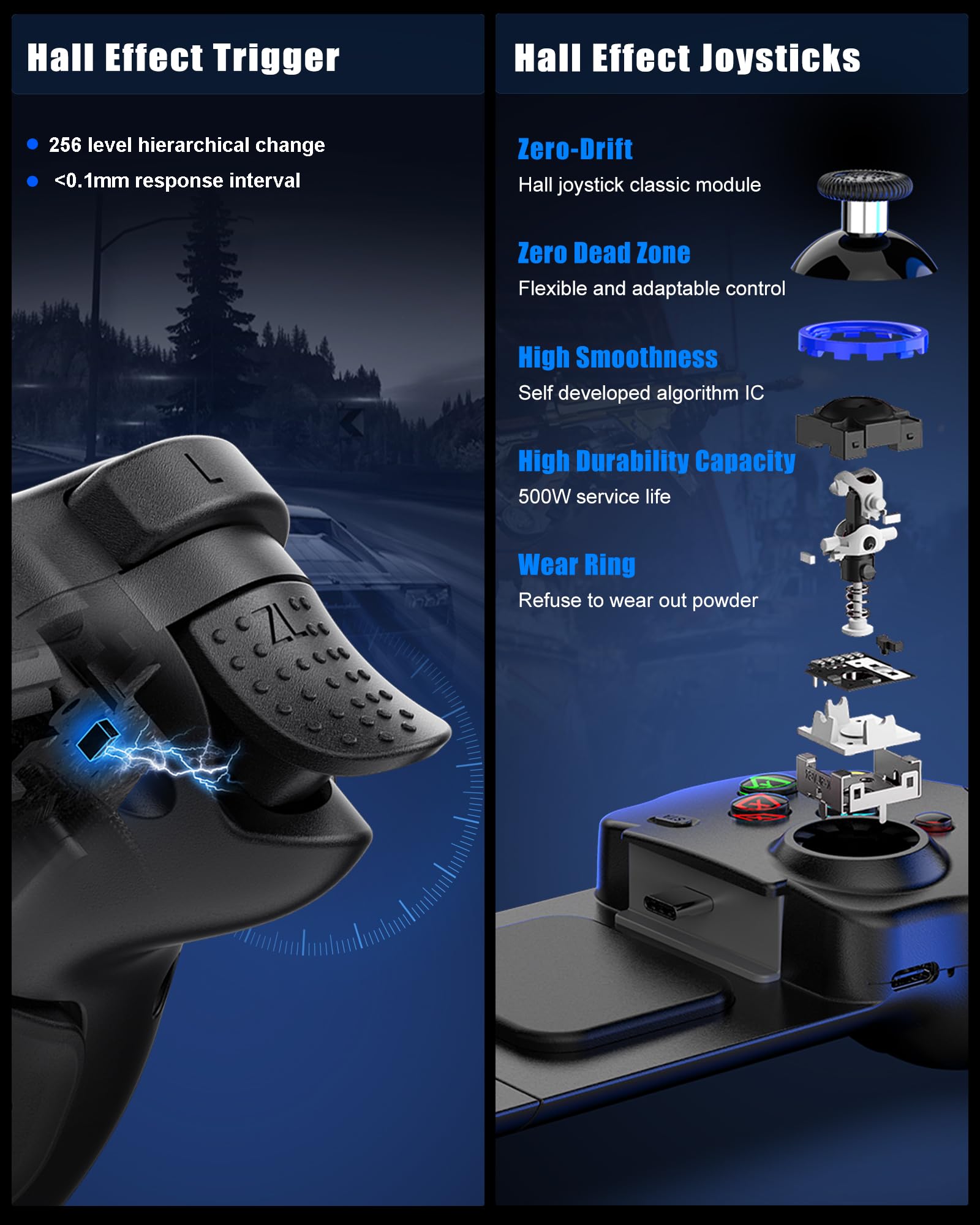 arVin Mobile Gaming Controller for iPhone 16/15 Series & USB-C Android Phones - Hall Effect Joystick & Triggers, PS Remote Play Compatible with PS5/PS4/Xbox/PC - Perfect for Cloud Gaming, CODM, PUBG, Roblox | Portable Gamepad for On-The-Go Gaming & Competitive Esports