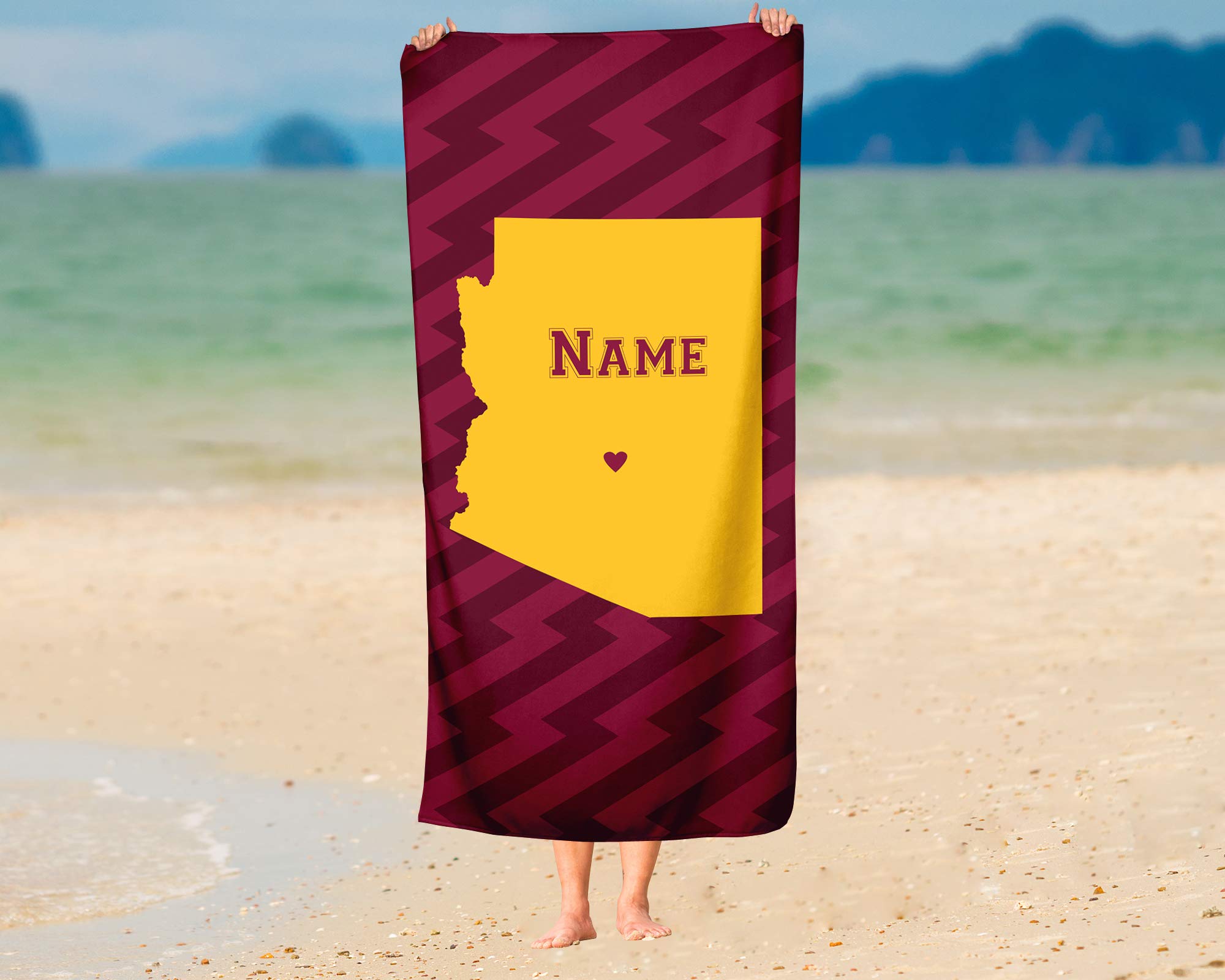 Arizona State Sun Devils Pride Custom Beach & Bath Towel - Personalized Medium & Large Towels for Adults & Kids - Perfect for College Football, Basketball Games, Pool Parties & Beach Trips