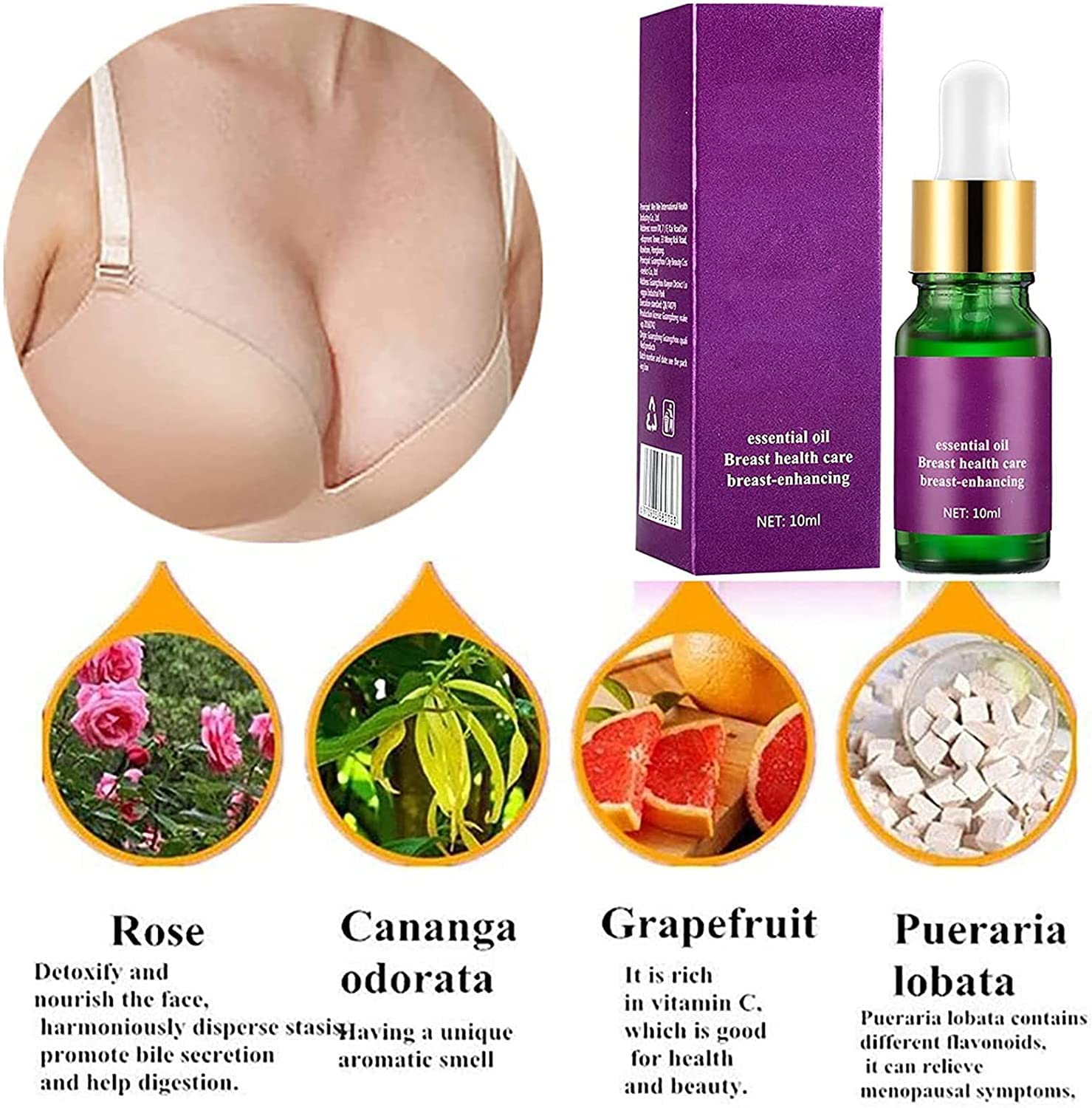 **Lift & Firm Bust Essential Oil - Natural Breast Lifting & Plumping Serum, Organic Enlargement Massage Oil for Firming & Nourishing (3 Pack) - Perfect for Postpartum Care & Body Confidence Boost**