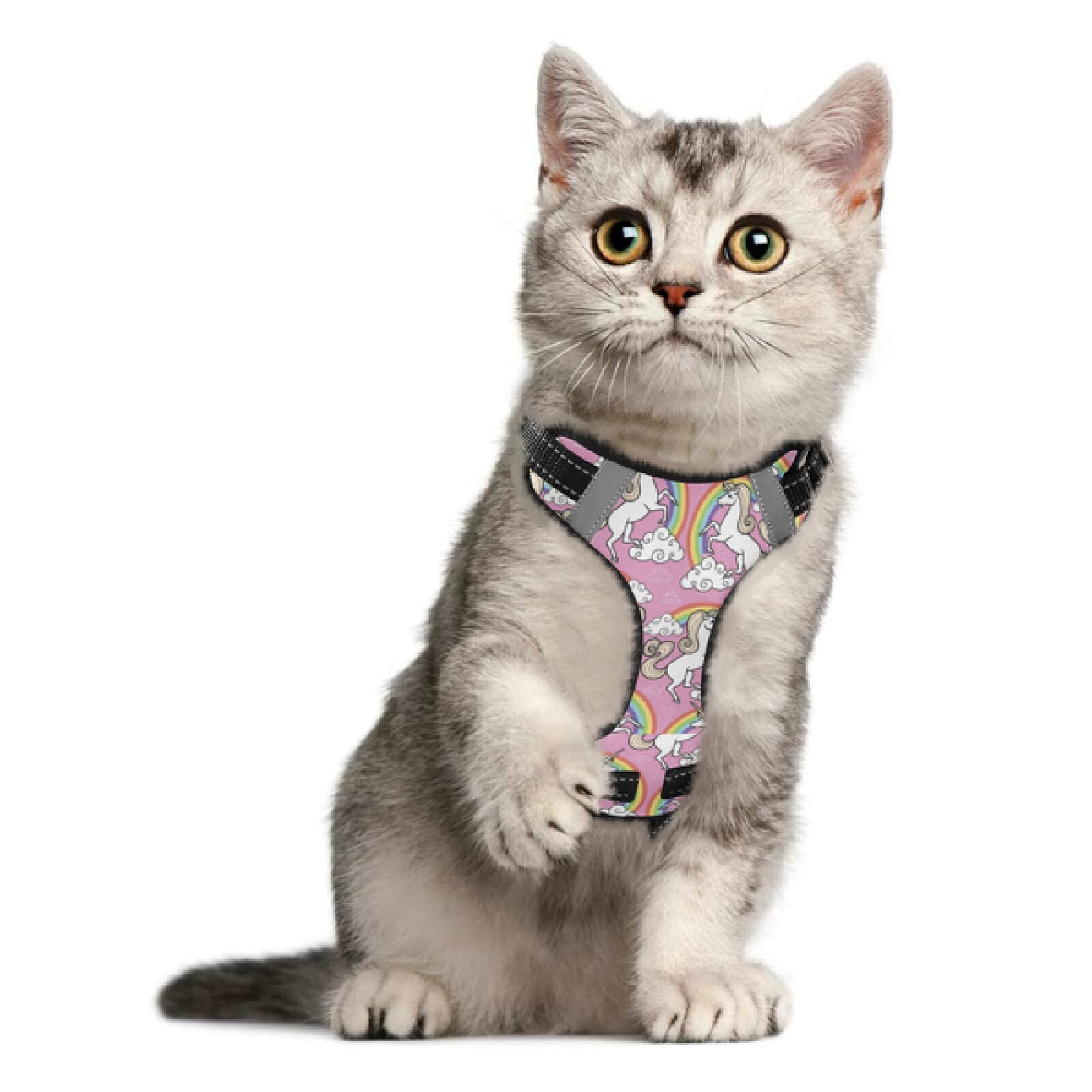 Unicorn Dog Harness No Pull Reflective Vest - Breathable Pet Harness with Nylon Handle for Small & Medium Dogs - Perfect for Night Walks, Outdoor Adventures & Costume Parties
