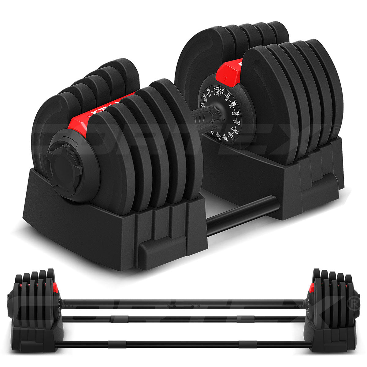 Cortex Revolock V2 40kg Adjustable Dumbbell & Barbell Combo Set - Home Gym Strength Training Equipment for Weight Lifting, Bodybuilding & Fitness Workouts
