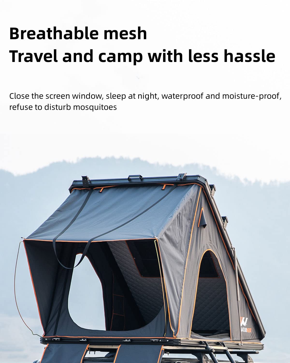 Naturnest Pop Up Hardshell Rooftop Tent for SUV, Truck & Jeep - Waterproof Car Roof Top Camping Tent with Easy Setup | Perfect for Outdoor Adventures, Road Trips & Overlanding