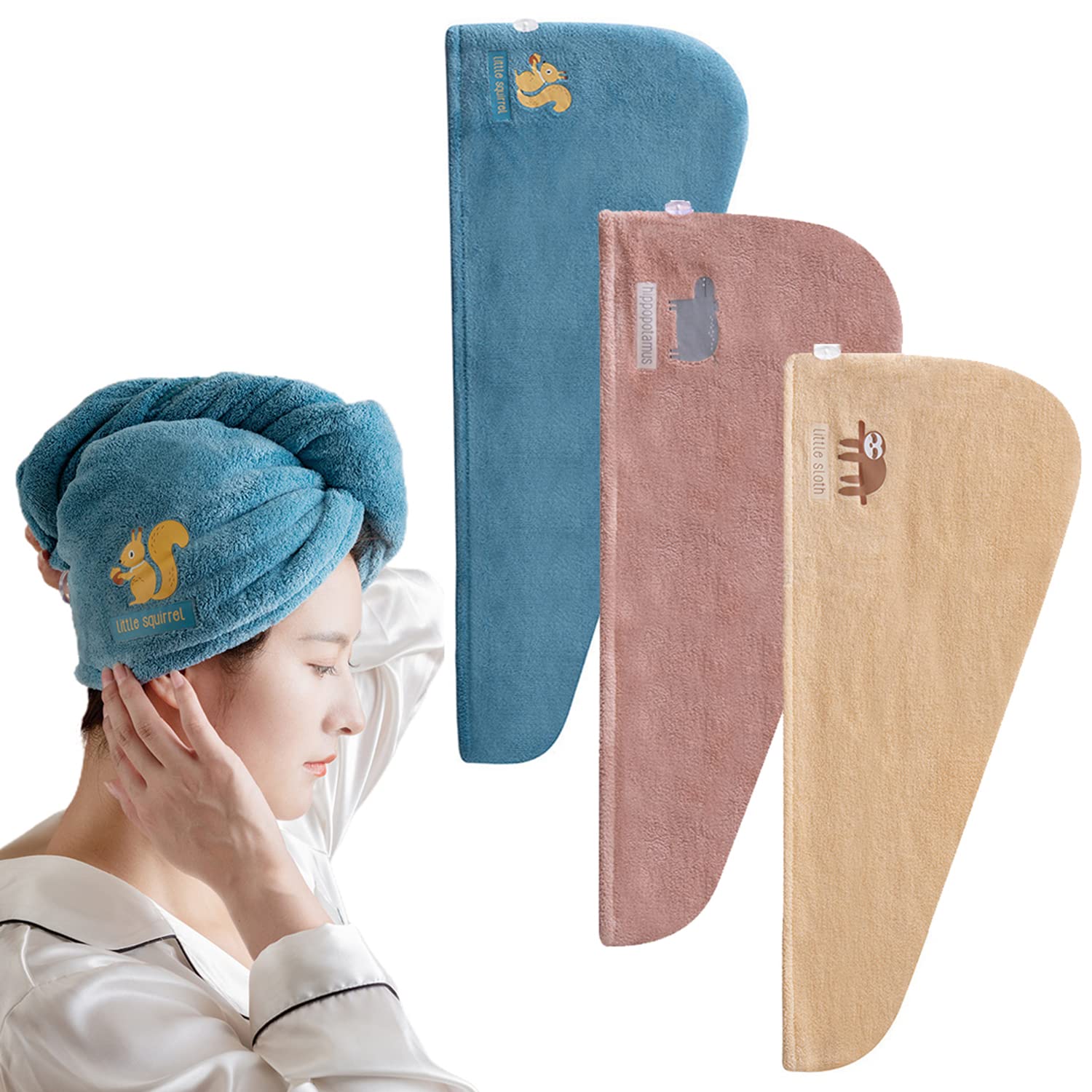 3PCS Quick Dry Microfiber Hair Towel Wrap - Ultra Absorbent Coral Velvet Hair Turban for Women with Curly, Long or Thick Hair | Perfect for Post-Shower, Swimming, Gym & Salon Use