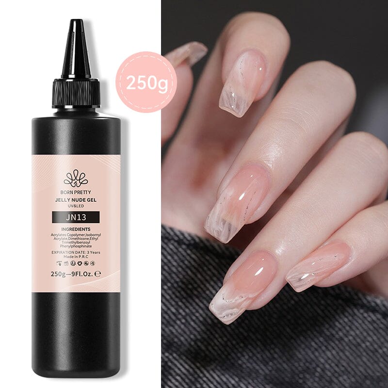 250g Jelly Nude Gel Polish - Long Lasting UV/LED Nail Polish for Salon & Home Manicure - Perfect for Nail Art, French Tips & Everyday Wear